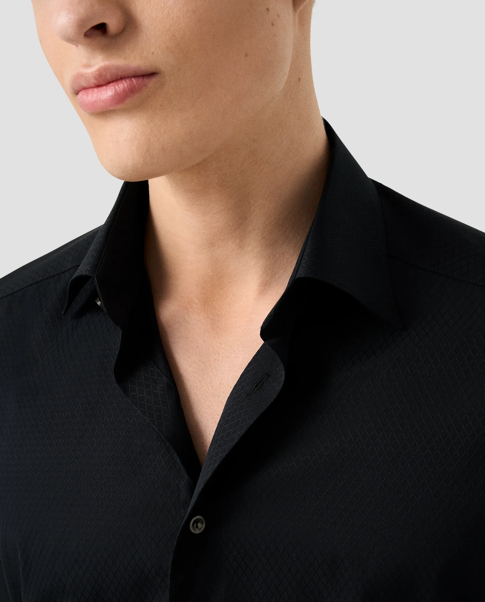 Eton - black check evening shirt