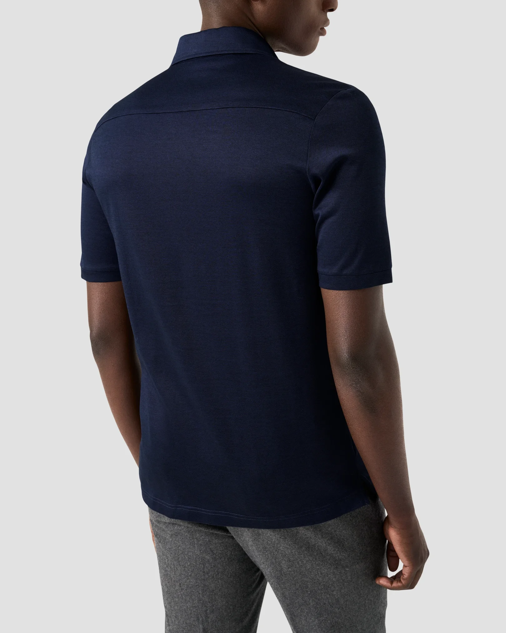 Eton - jaquard filo di scozia polo shirt navy blue