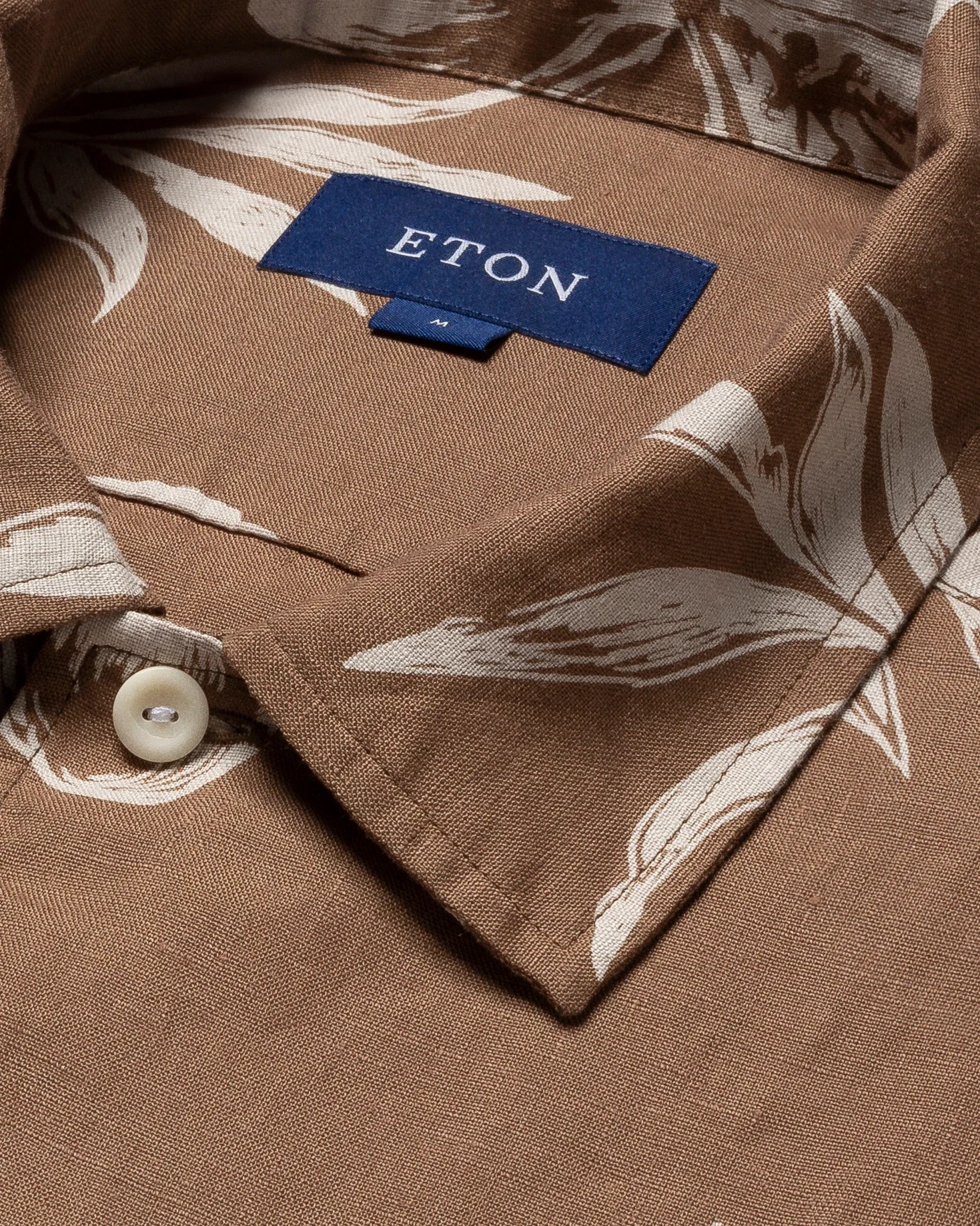 Eton - brown linen resort folded short sleeve regular