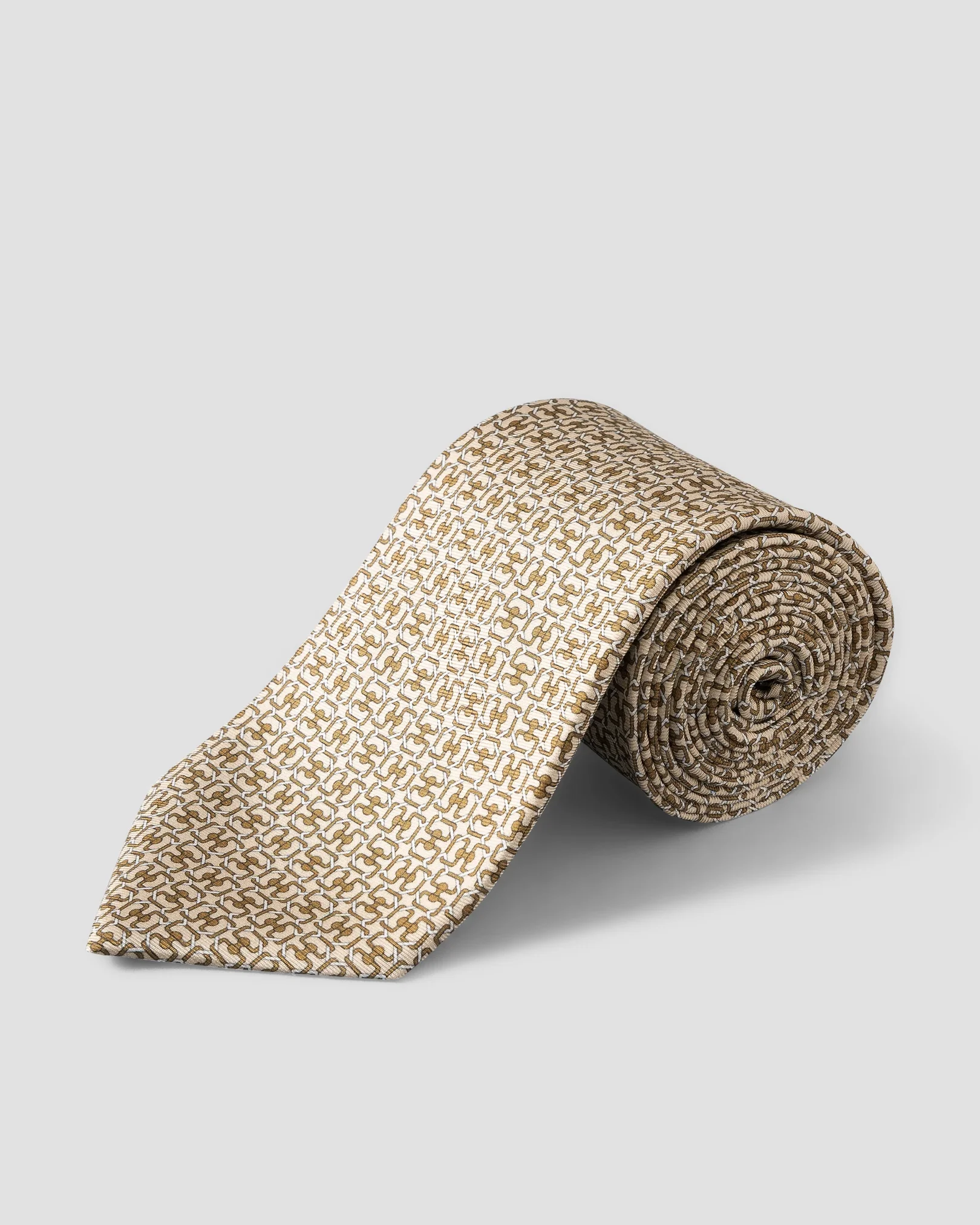 Eton - geometric print silk tie beige geometric print silk tie