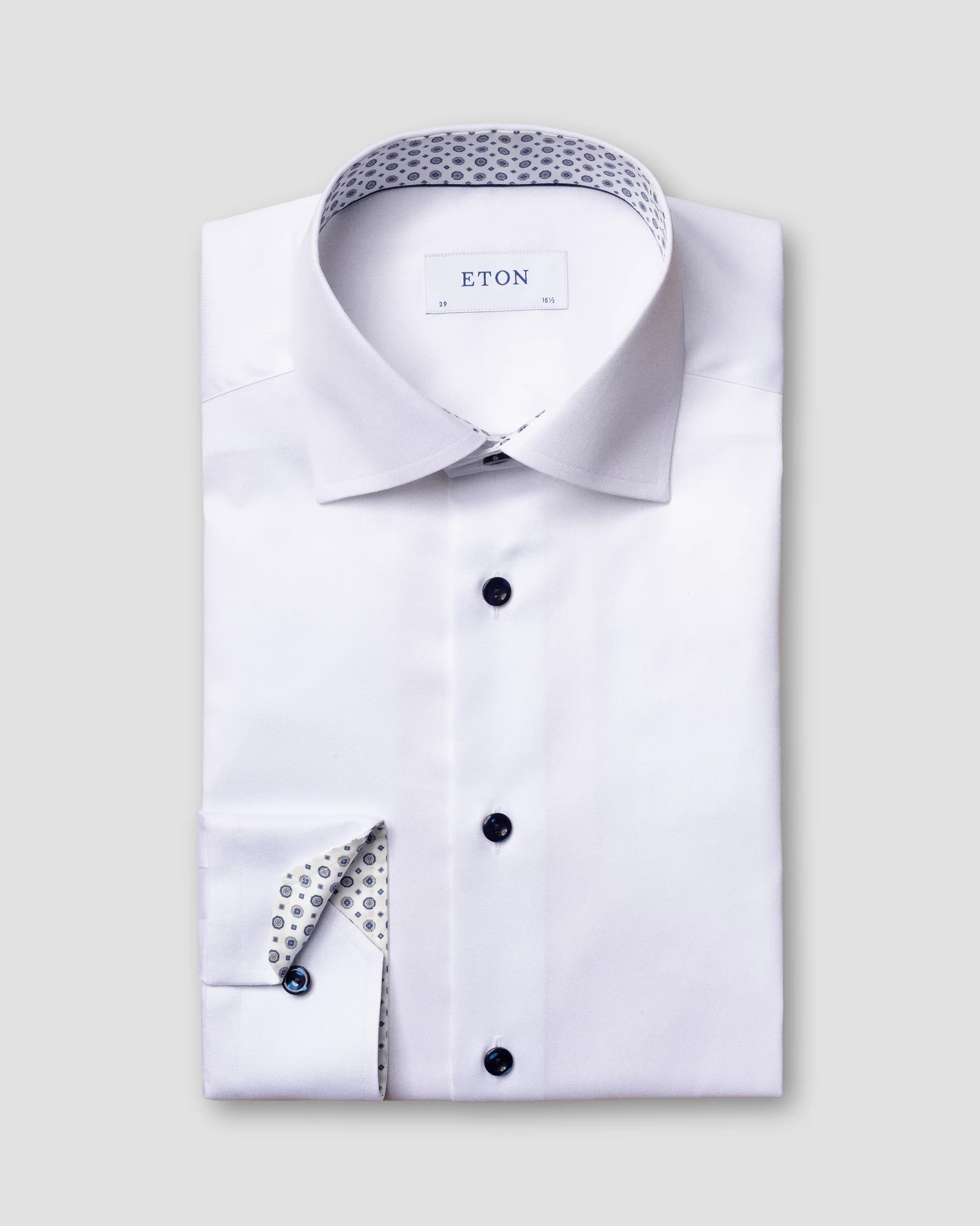 Eton - white twill shirt medallion details