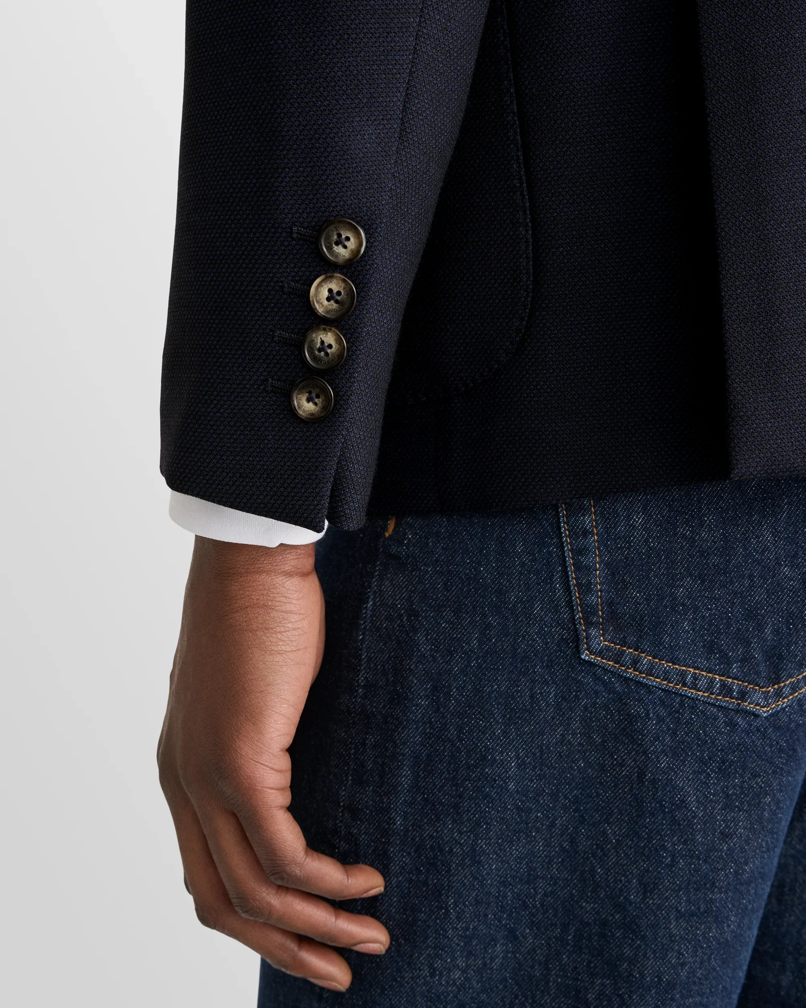 Eton - navy blue lana tech soft jacket