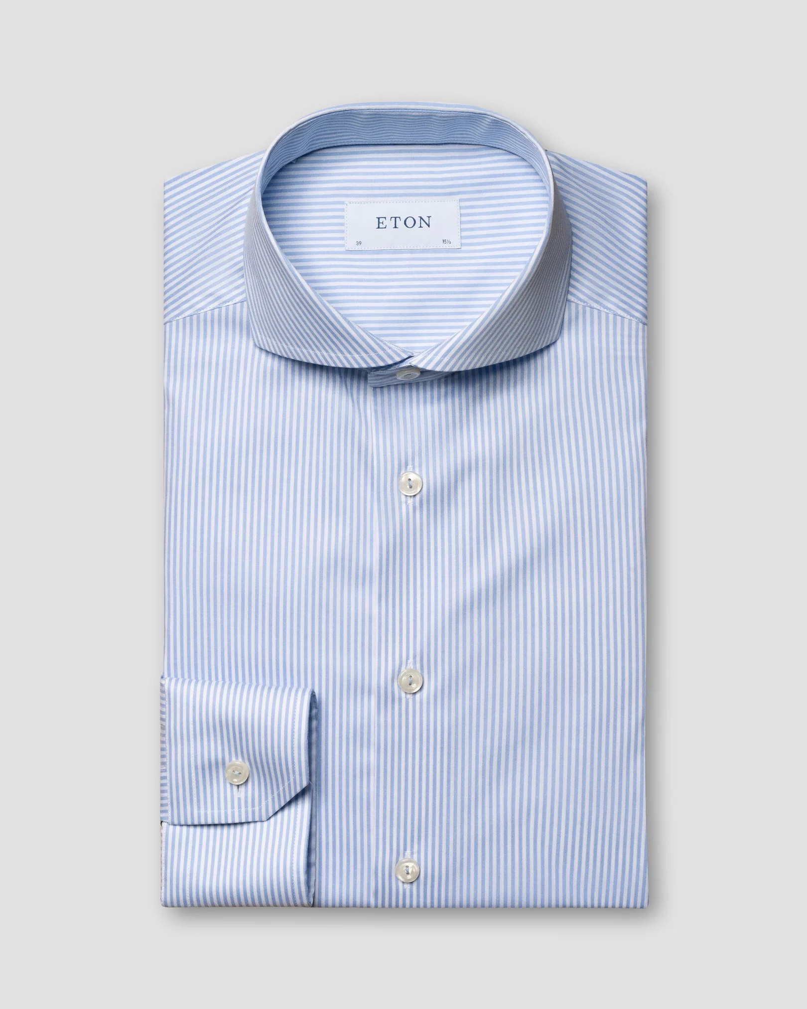 Eton - striped light blue twill shirt