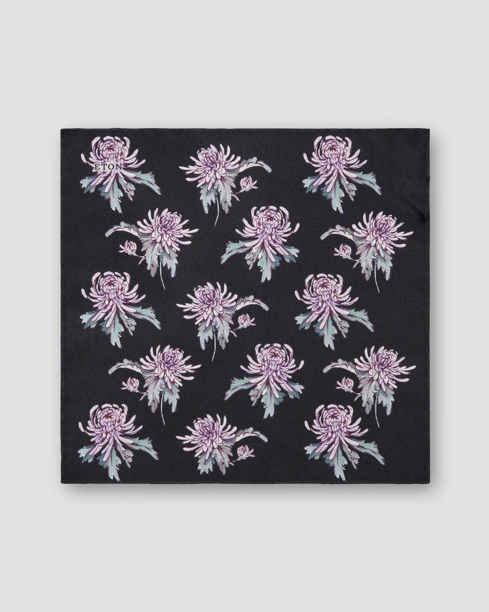 Eton - navy blue flower oxford silk pocket square