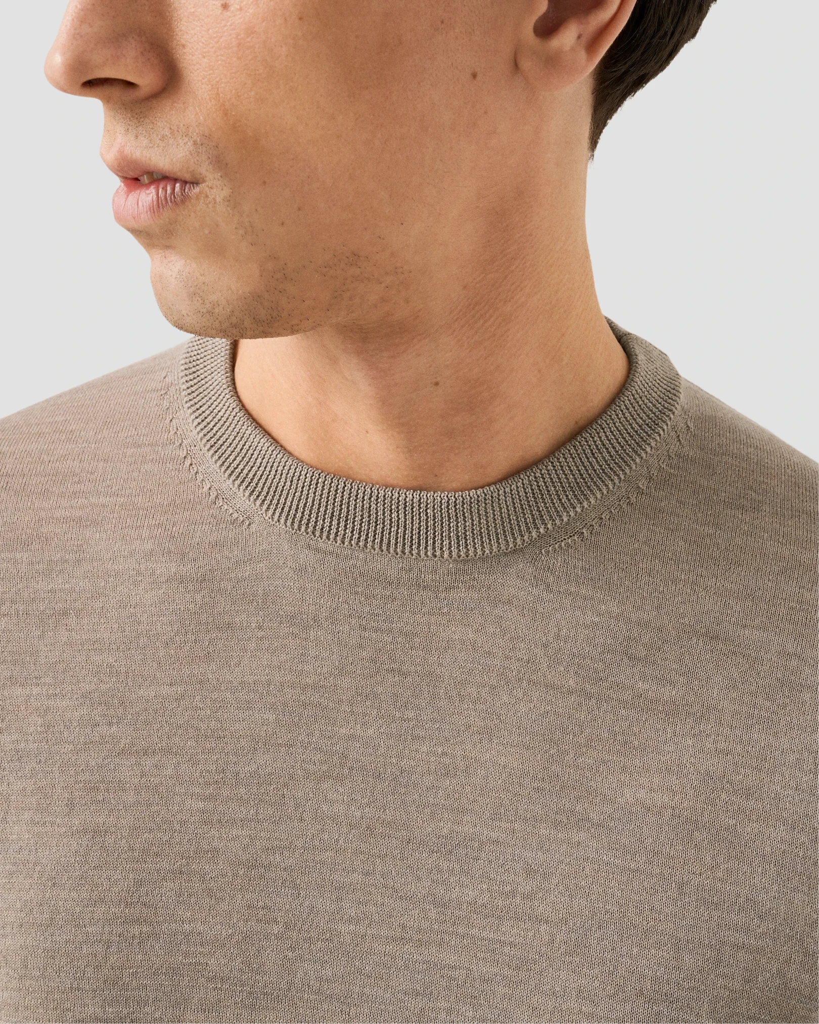 Eton - merino knit crew neck beige merino knit crew neck