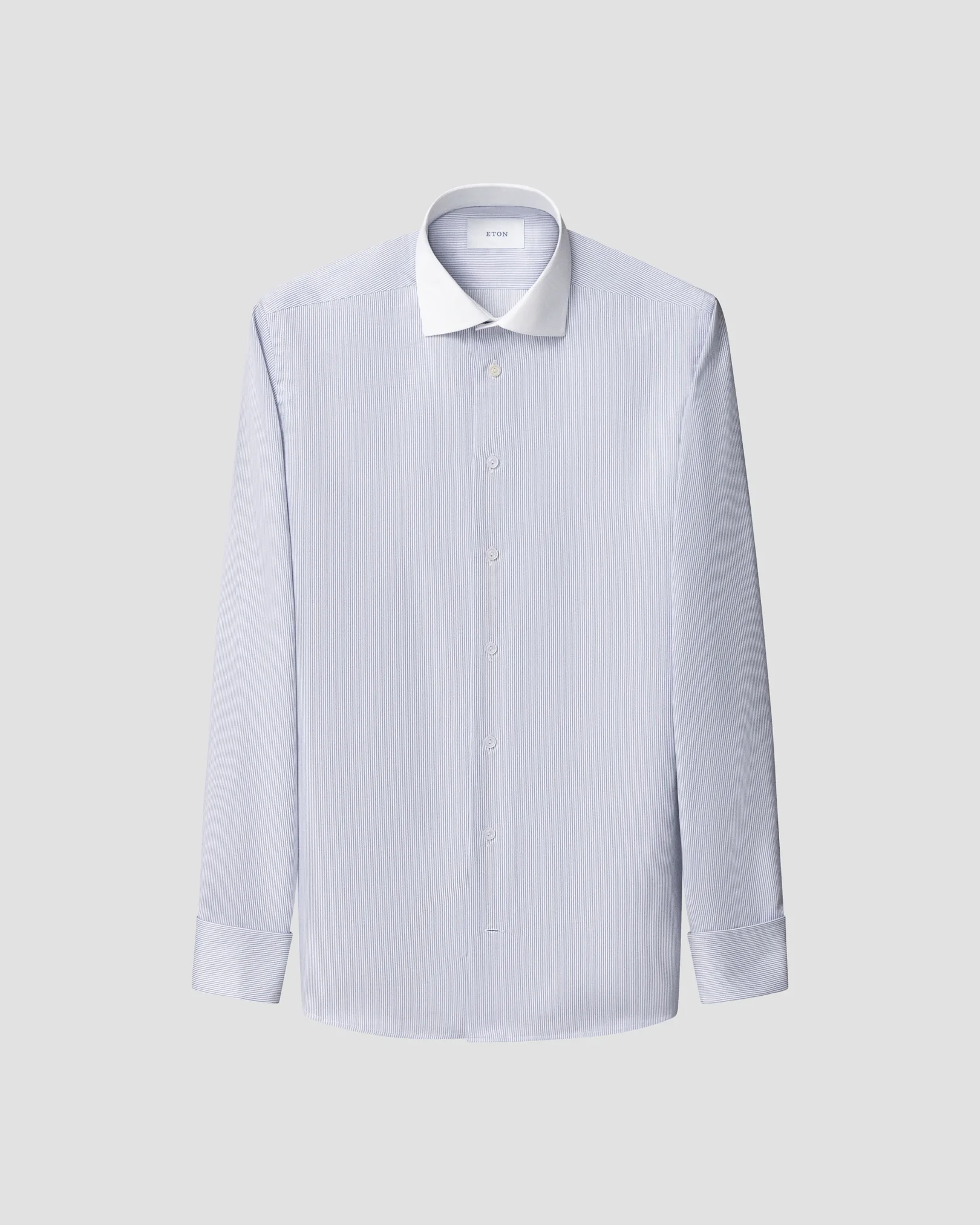 Eton - fine striped white collar signature twill shirt cut away french