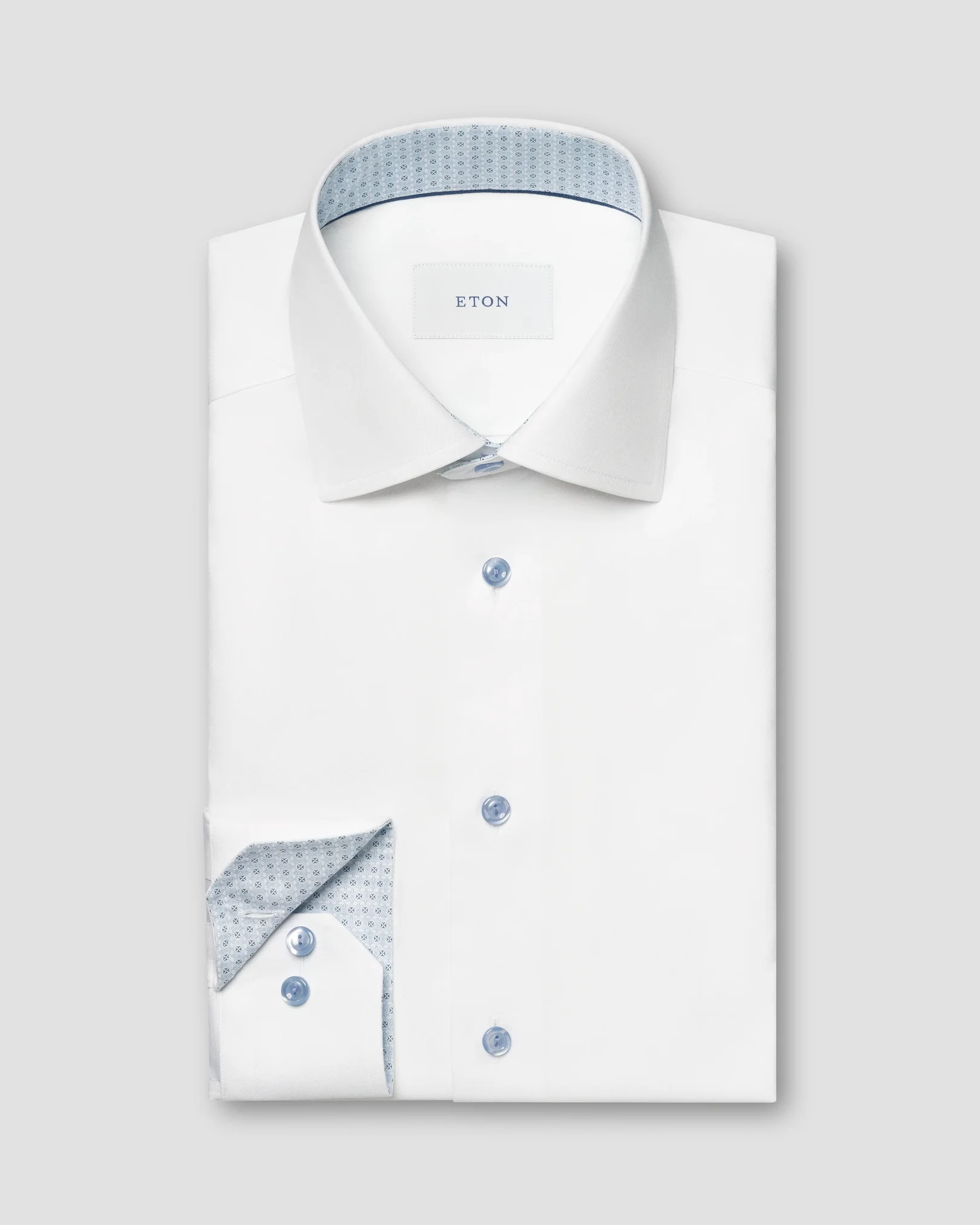 Eton - white geometric effect signature twill shirt 268