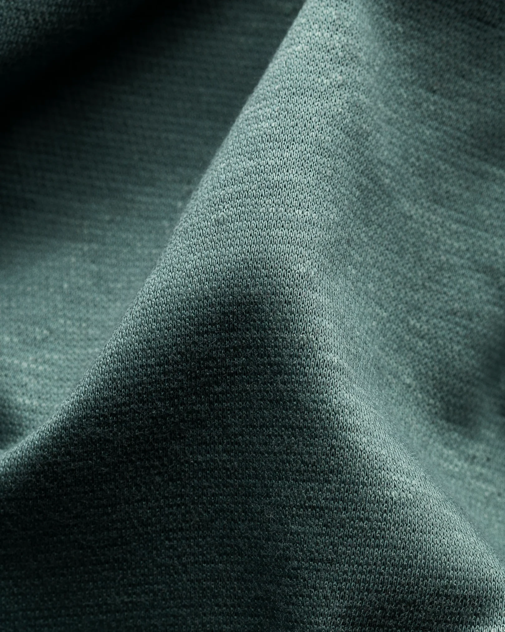 Eton - dark green pique open collar short sleeve