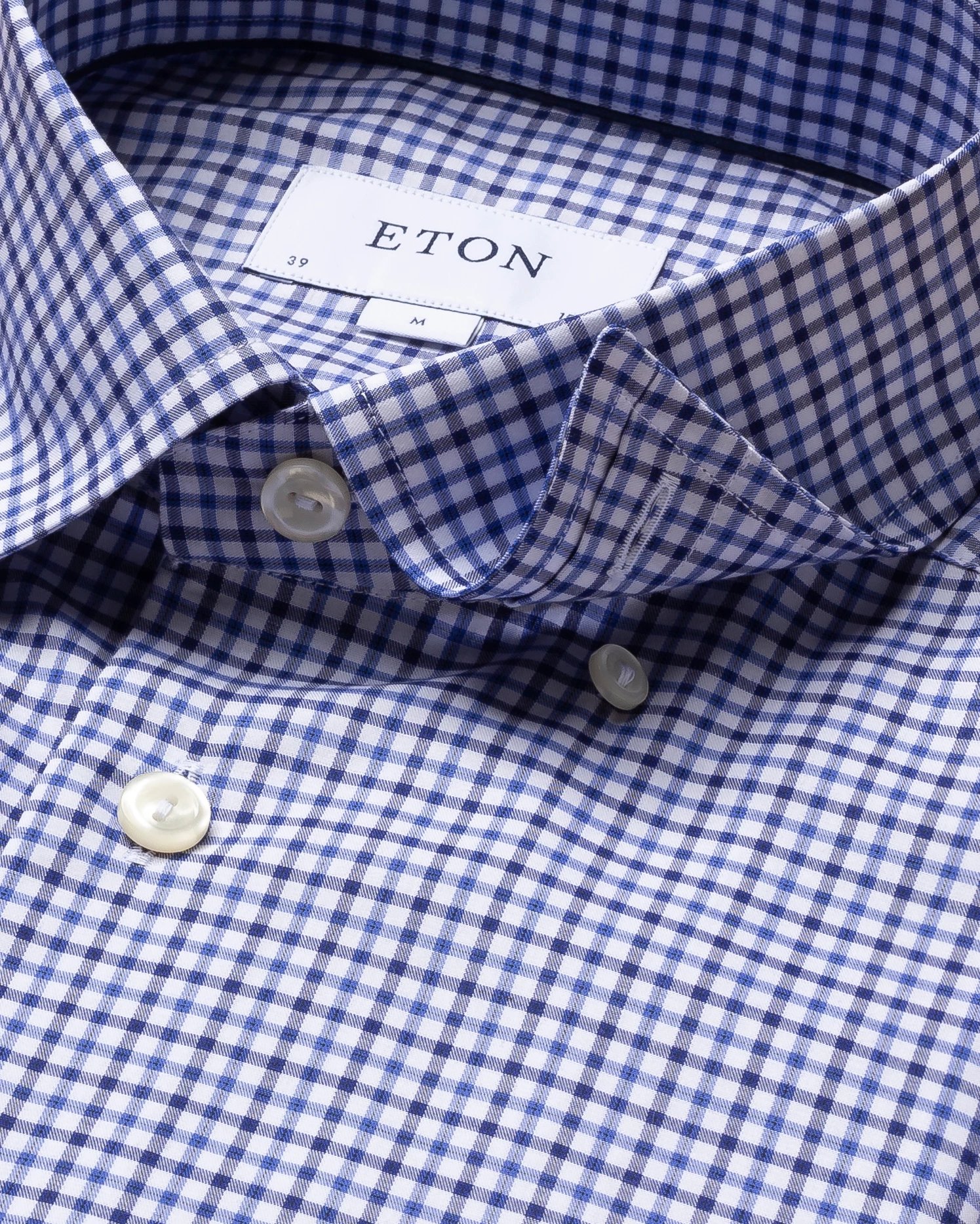 Eton - blue check twill shirt