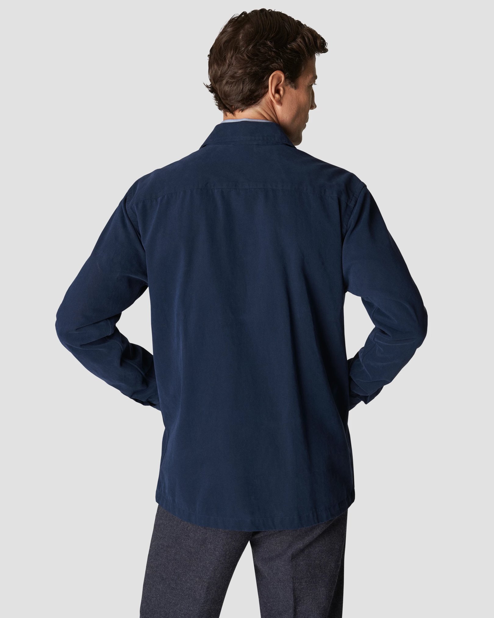 Eton - navy brushed twill overshirt