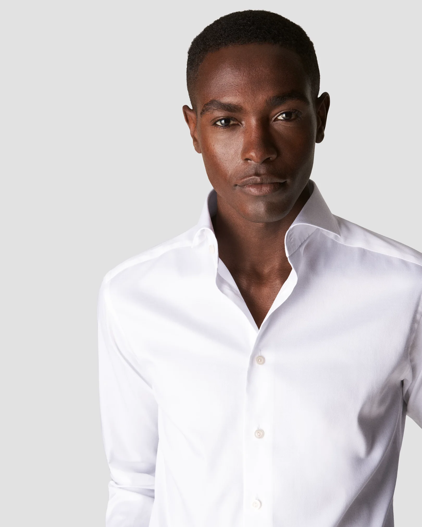 White Stretch Twill Shirt - Eton