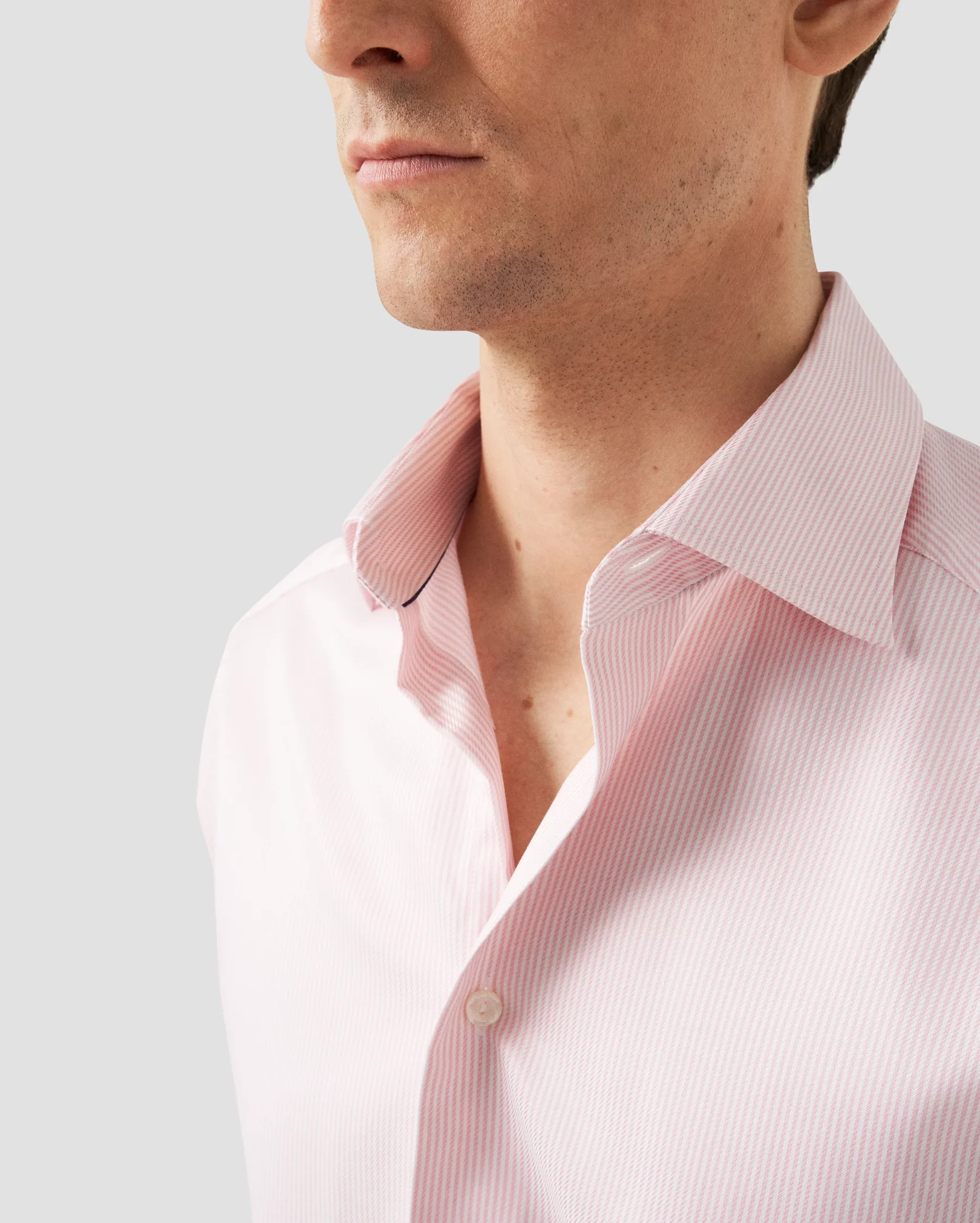 Eton - striped pink twill shirt