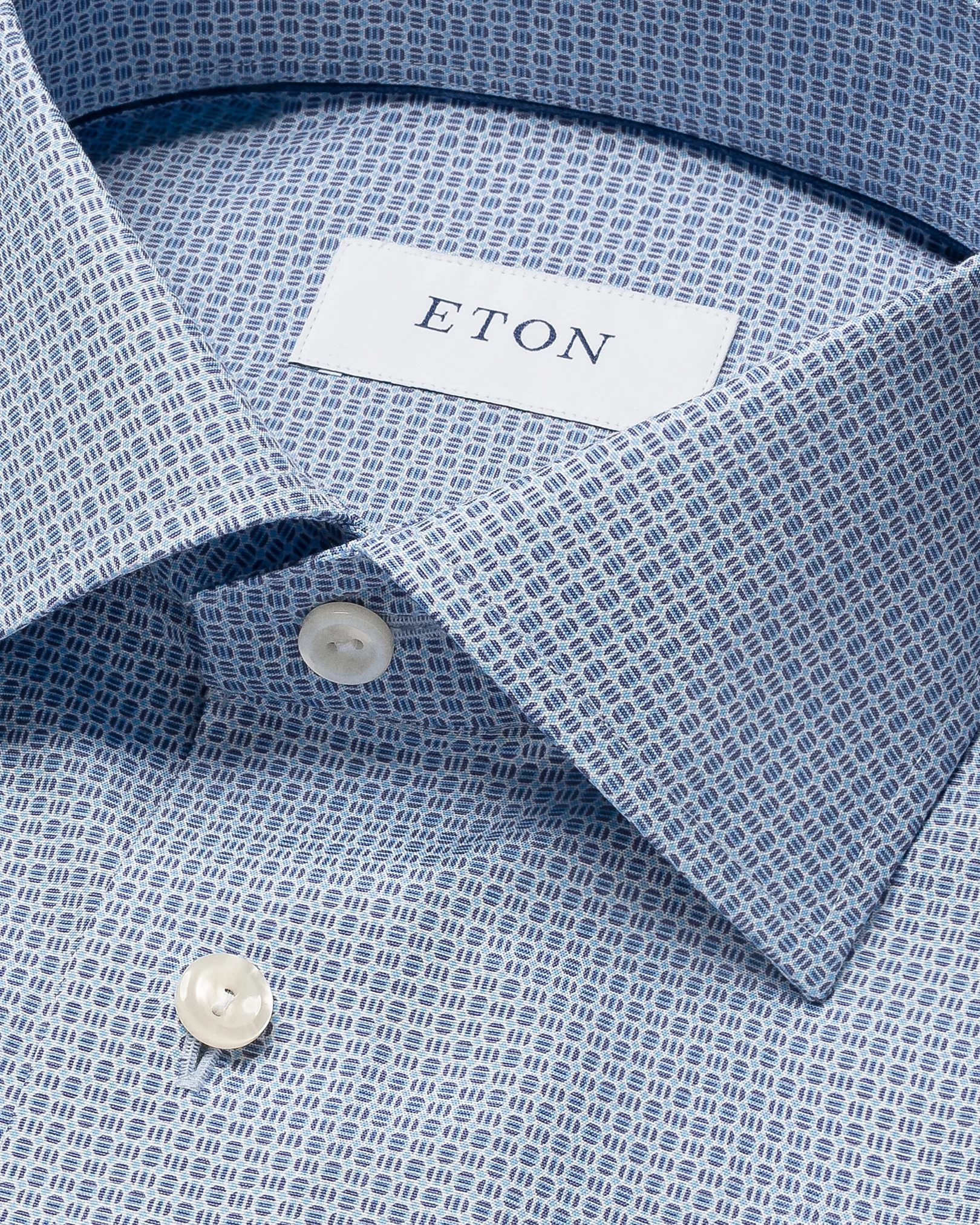 Eton - Light Blue Micro Print Short Sleeve Shirt