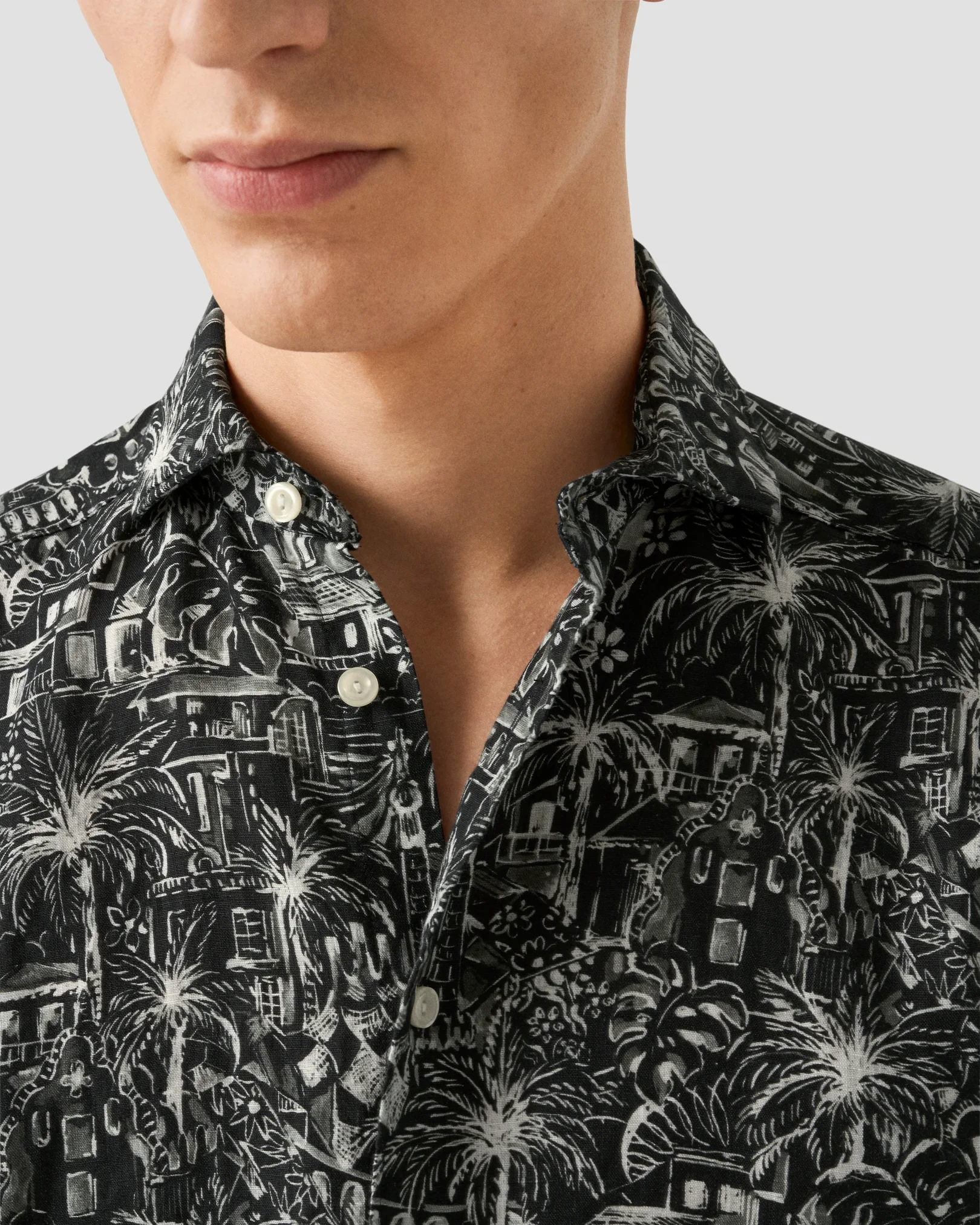 Eton - Floral Print Linen Shirt