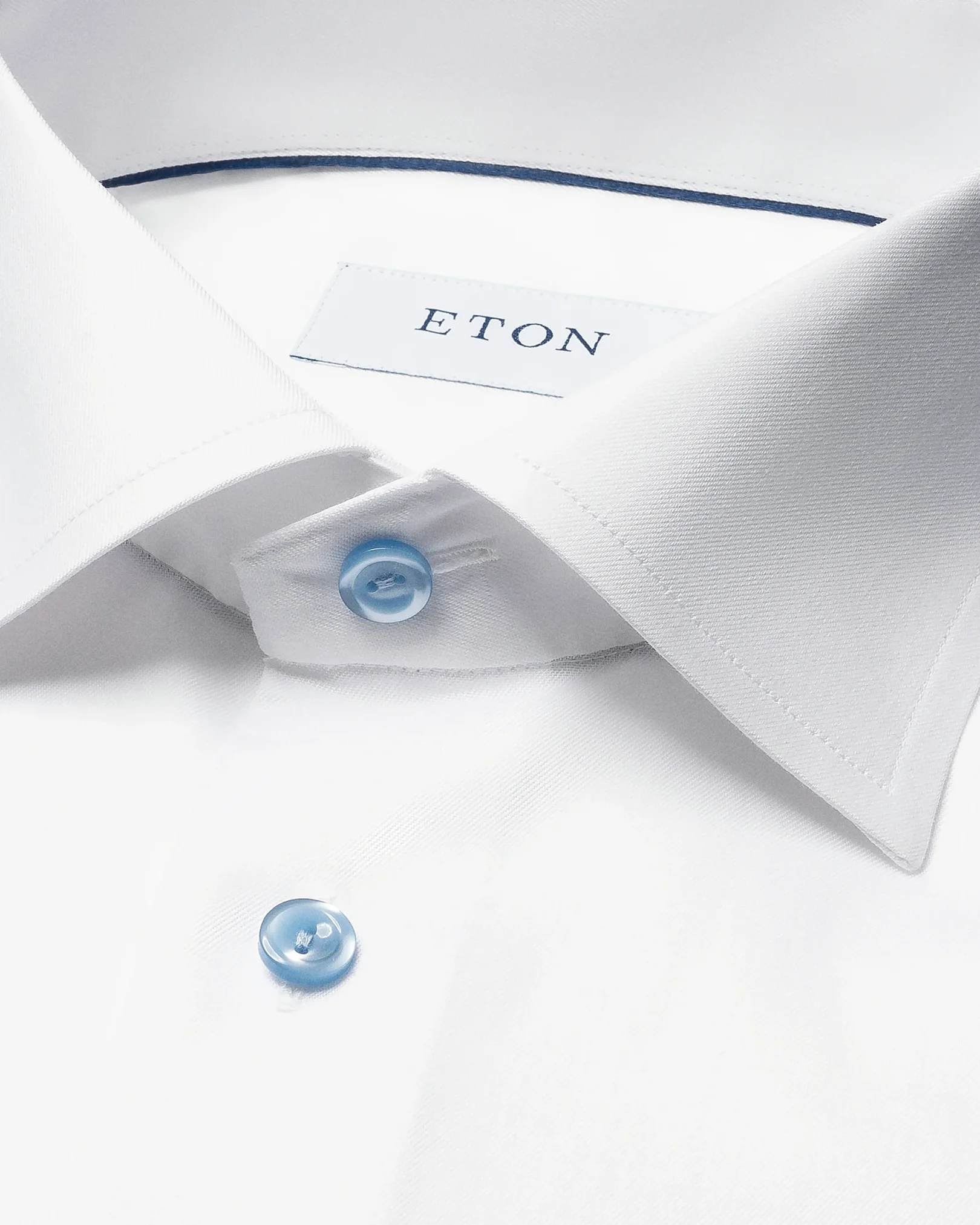 Eton - white twill shirt blue details cutaway