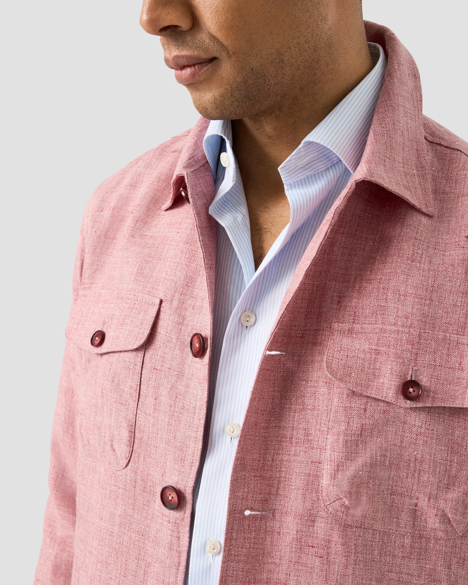 Eton - pink four pocket linen overshirt