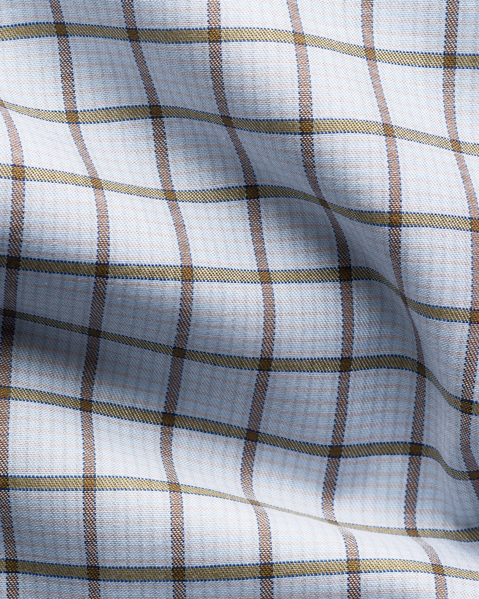 Eton - blue check twill shirt wide spread 266