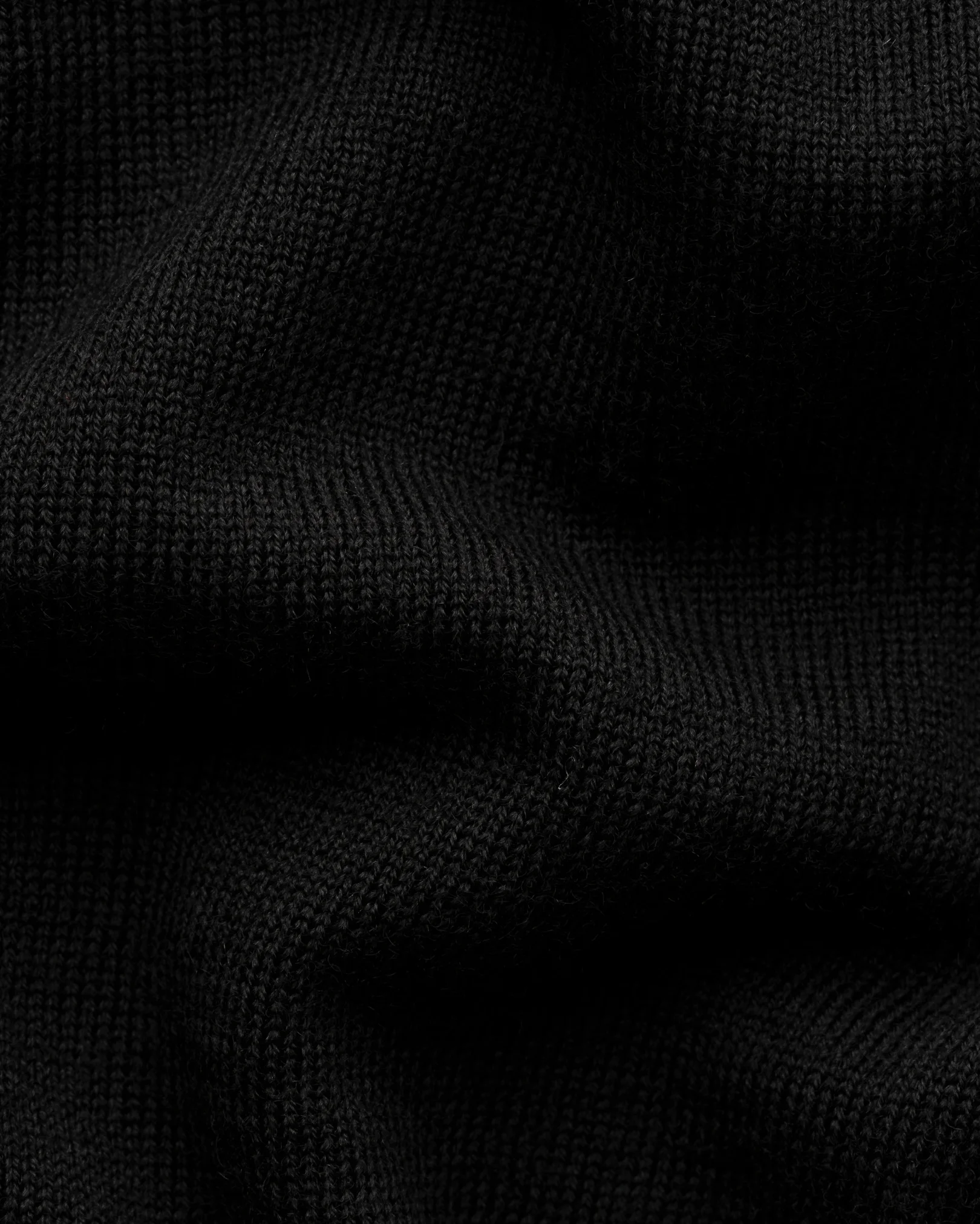 Eton - black merino fine knit polo shirt