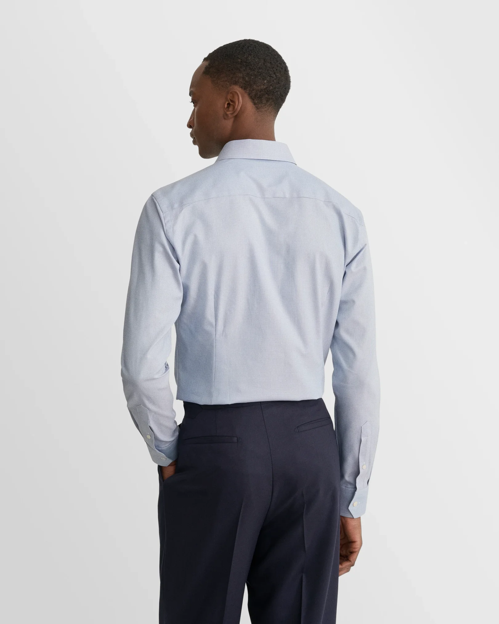 Eton - light grey semi solid dobby shirt