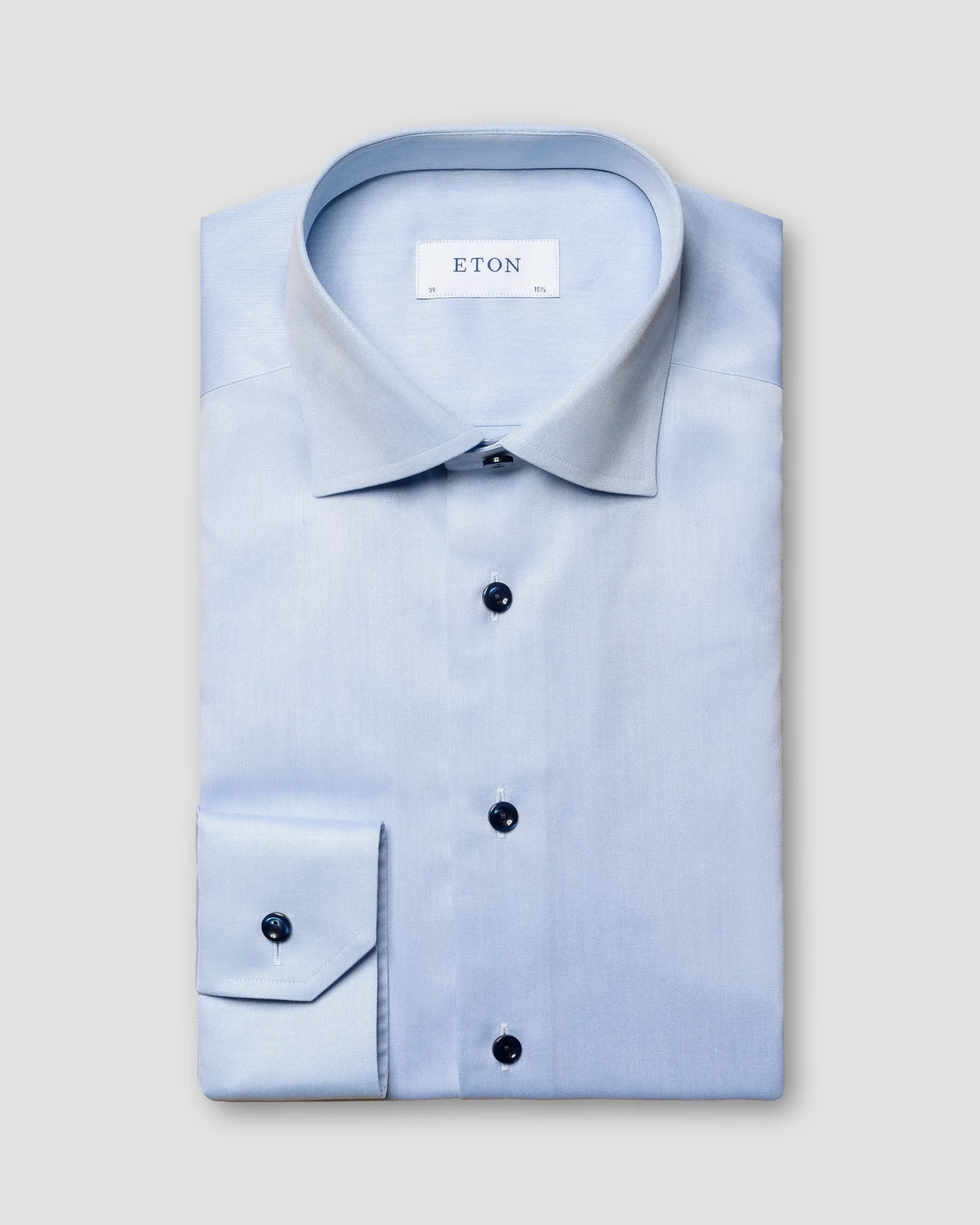 Eton - light blue navy details signature twill shirt