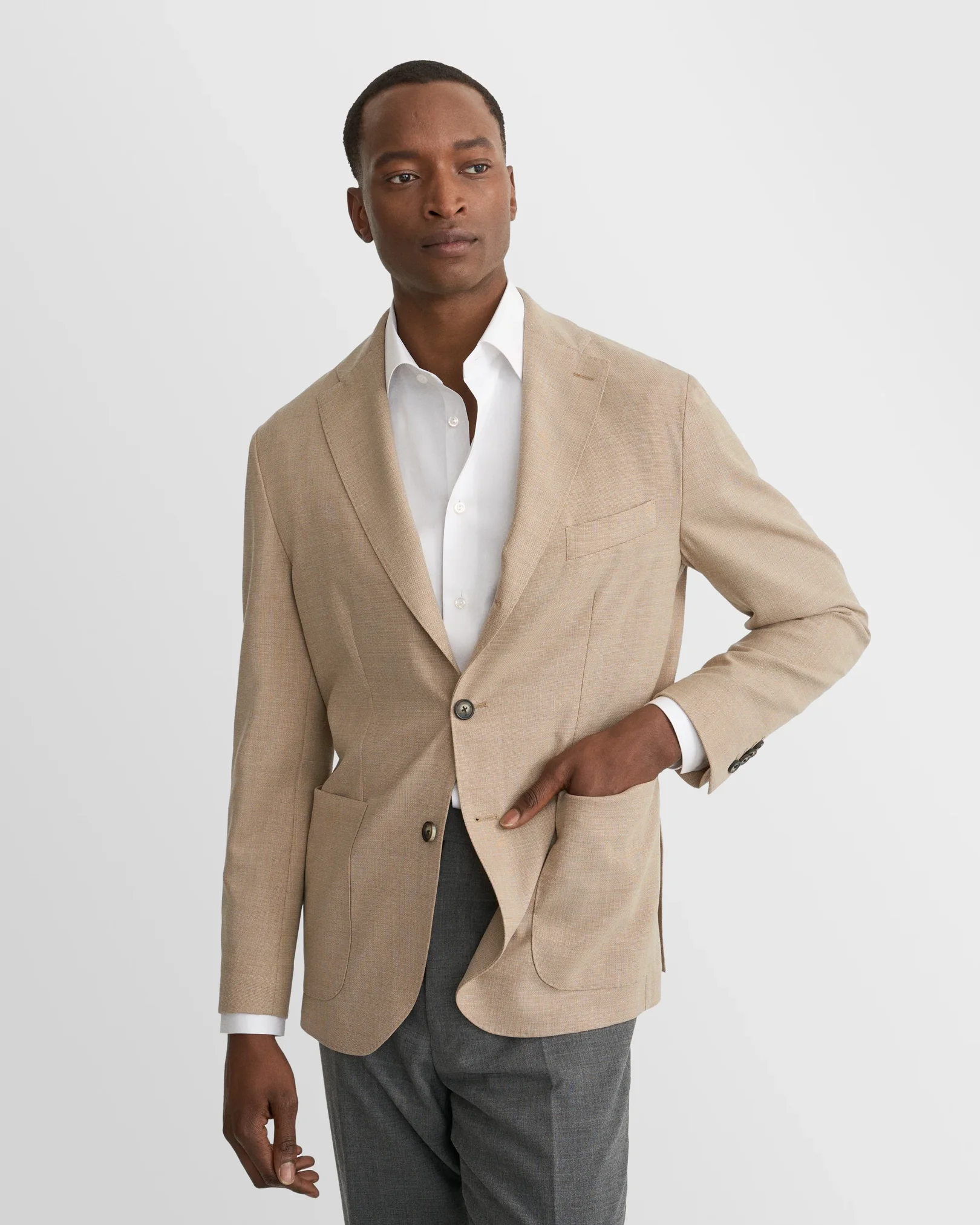 Eton - beige lana tech structure soft jacket