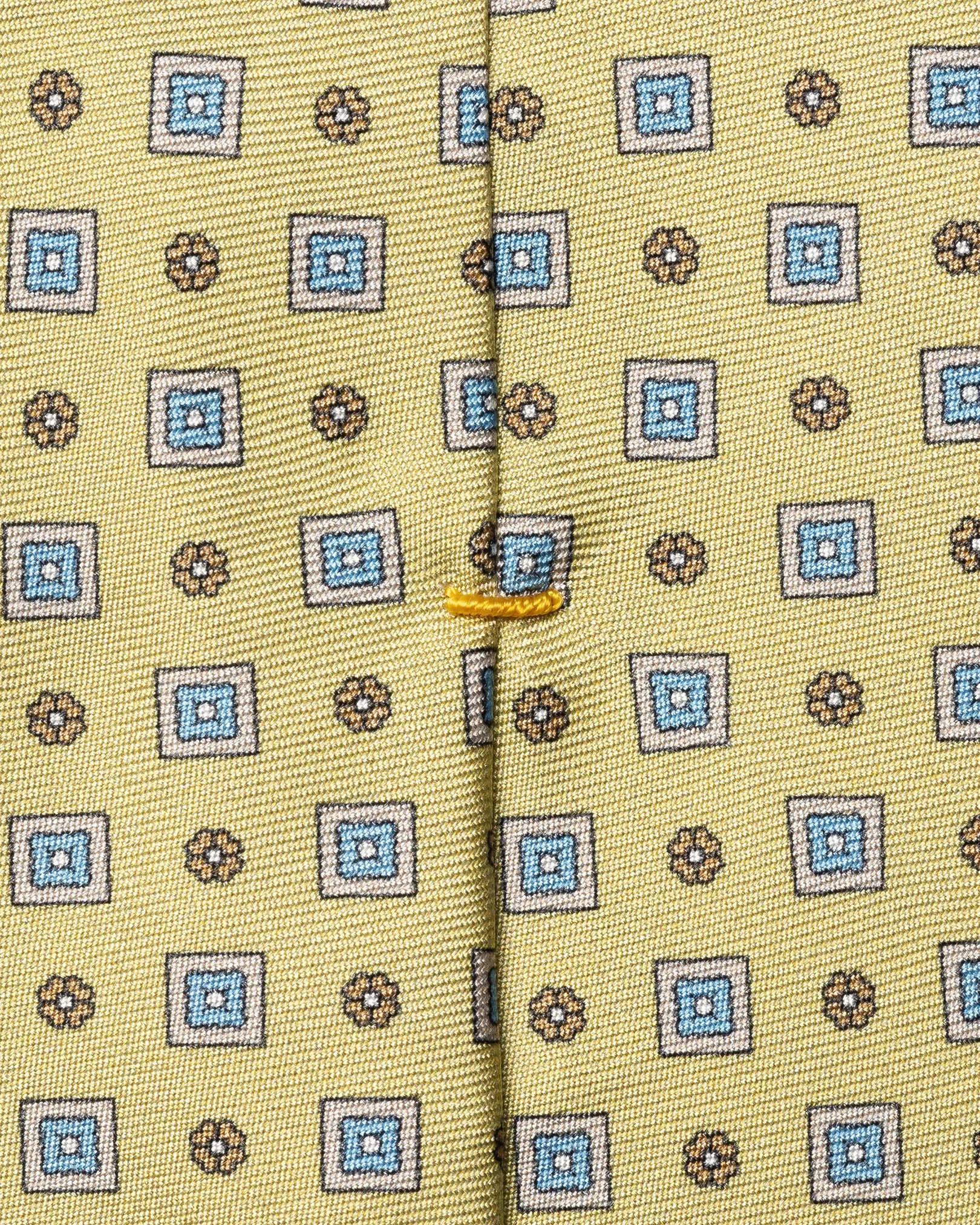 Eton - yellow medallion floral printed silk tie