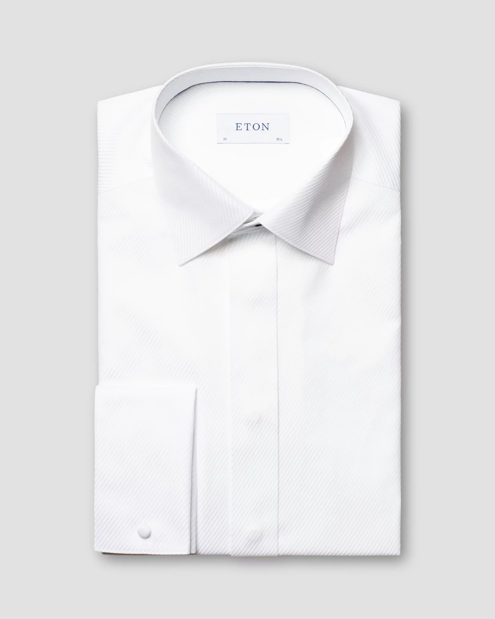 White Textured Twill Evening Shirt