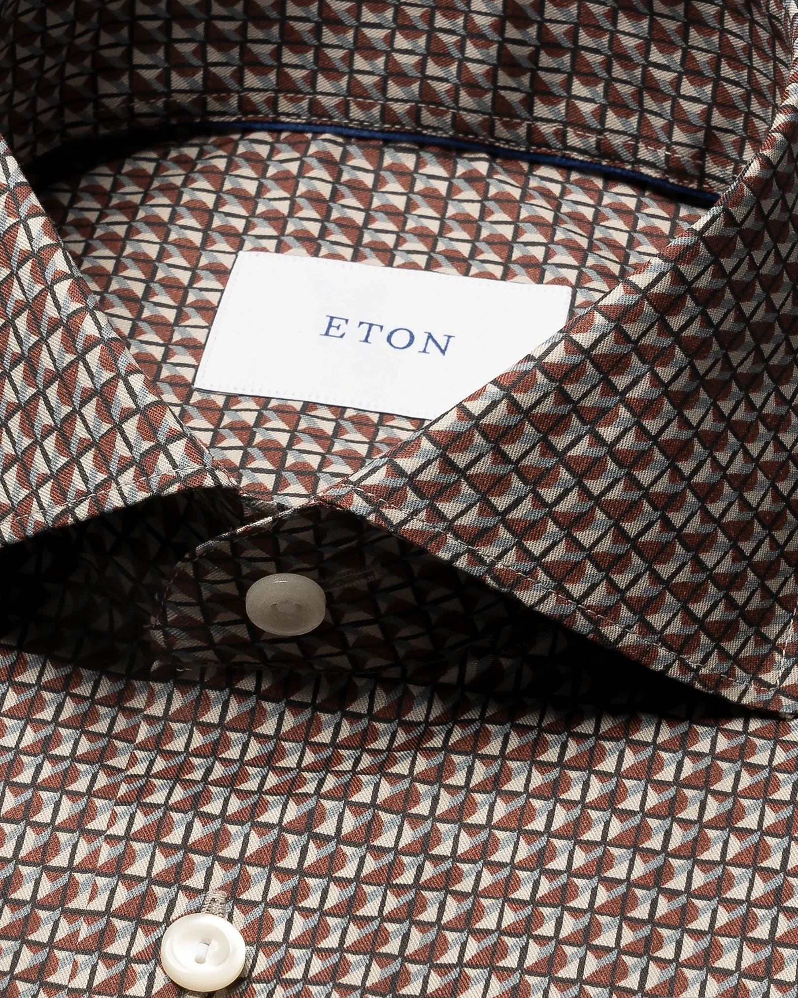 Eton - dark red geometric signature twill shirt