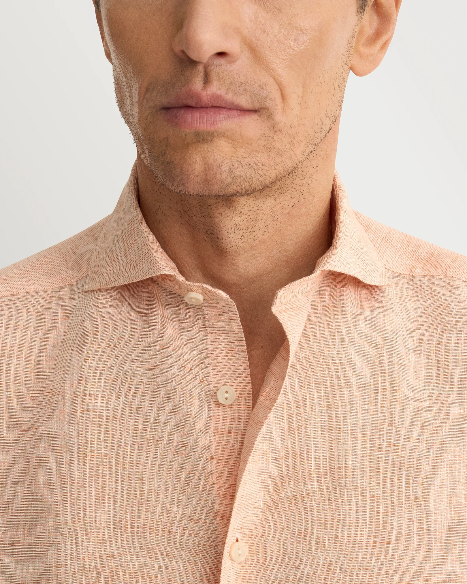 Eton - orange solid linen shirt 261