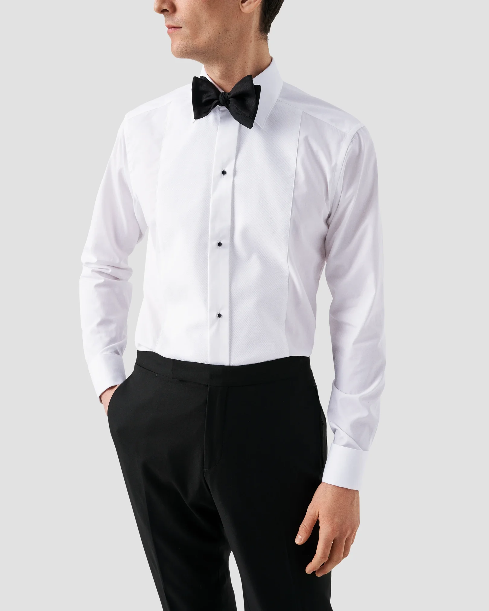 Eton - white pique bib front tuxedo shirt we1