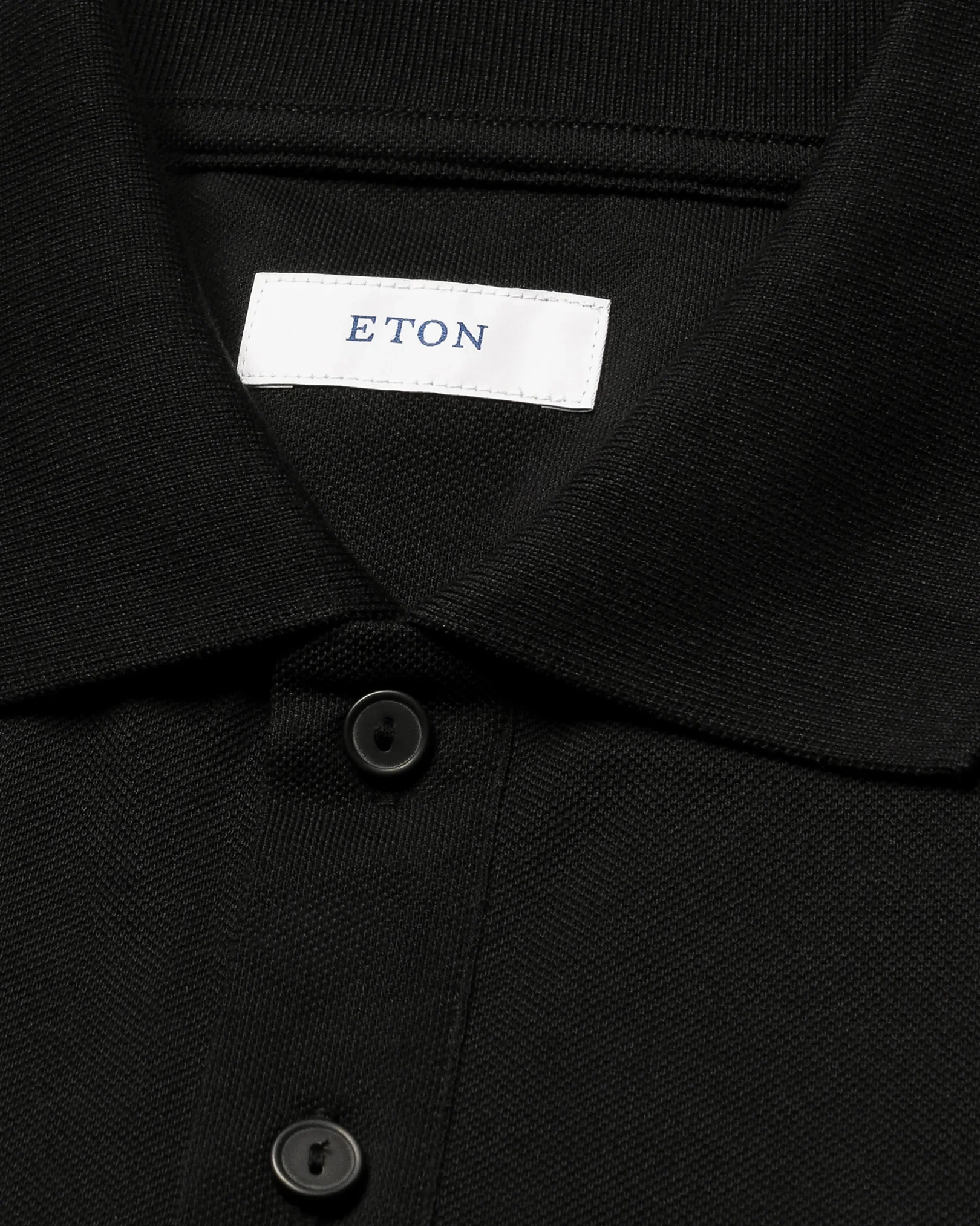 Eton - black pima cotton pique polo
