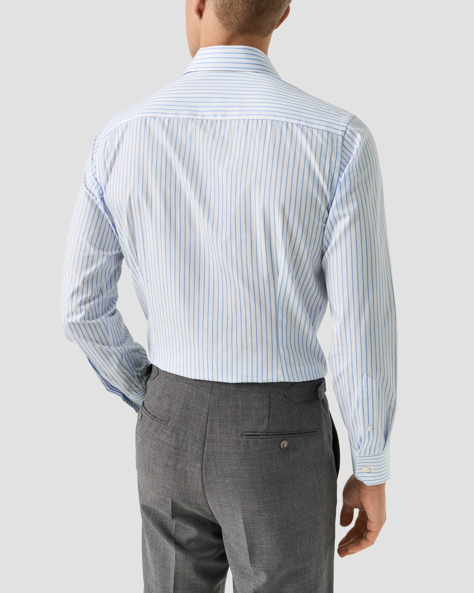 Eton - mid blue striped signature twill shirt