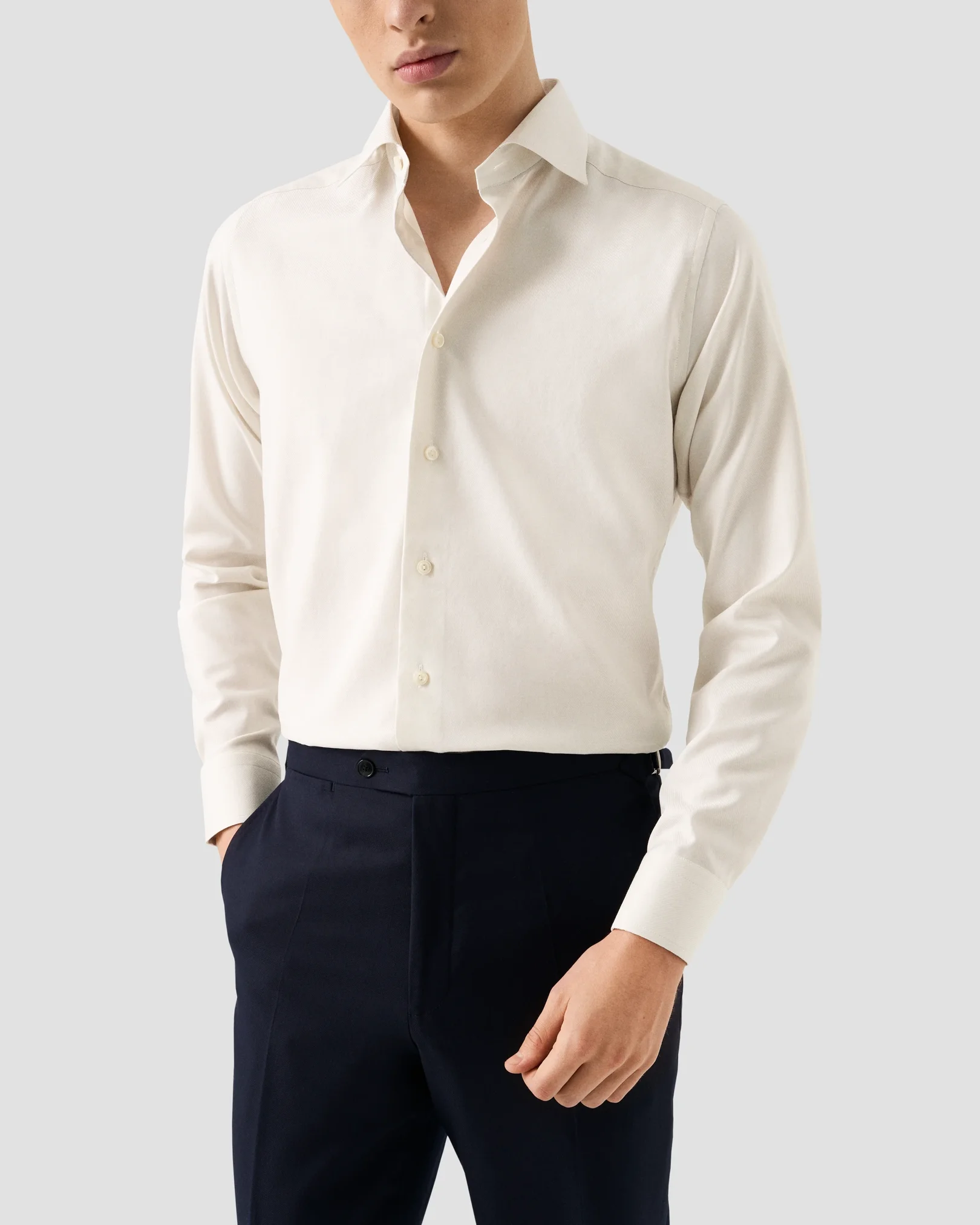 Eton - Chemise en sergé fin mélangé