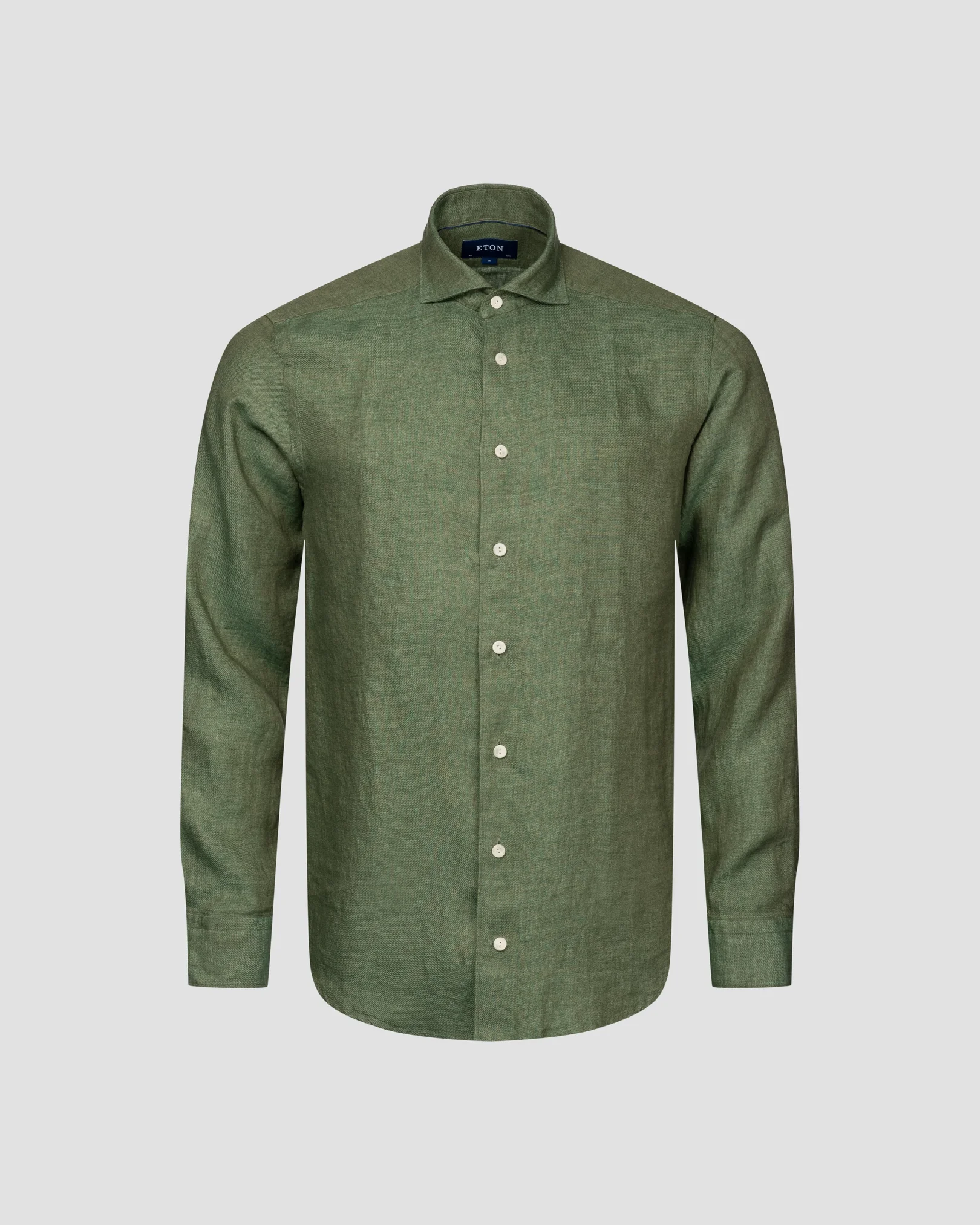 Eton - dark green linen wide spread shirt