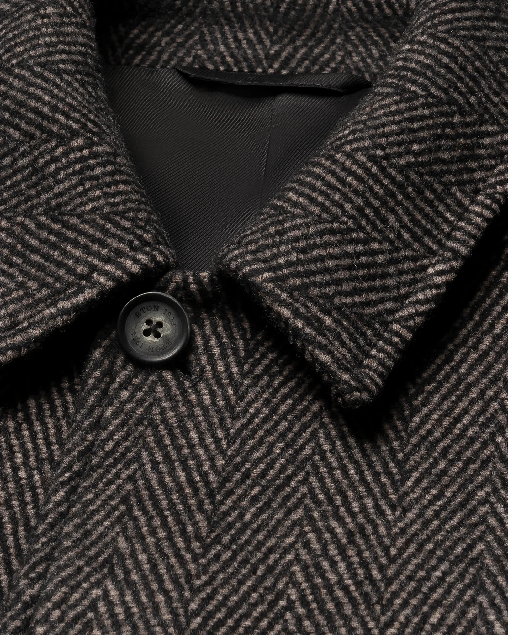 Eton - dark brown wool cashmere herringbone raglan coat