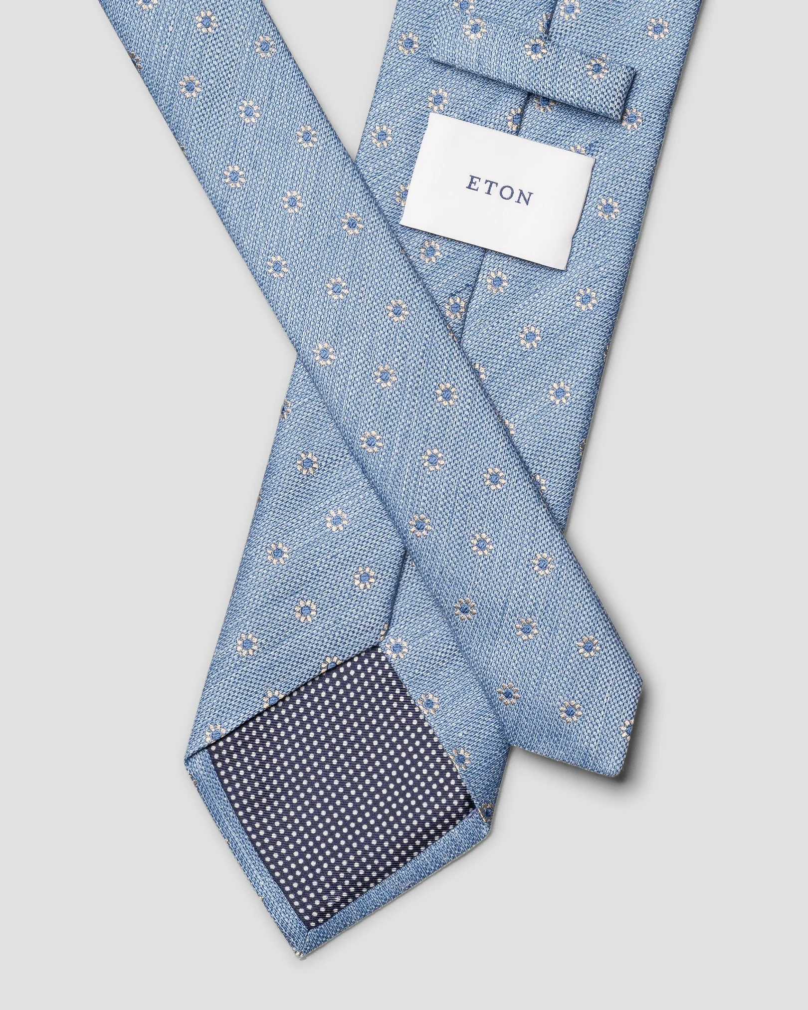 Eton - light blue floral woven linen silk tie