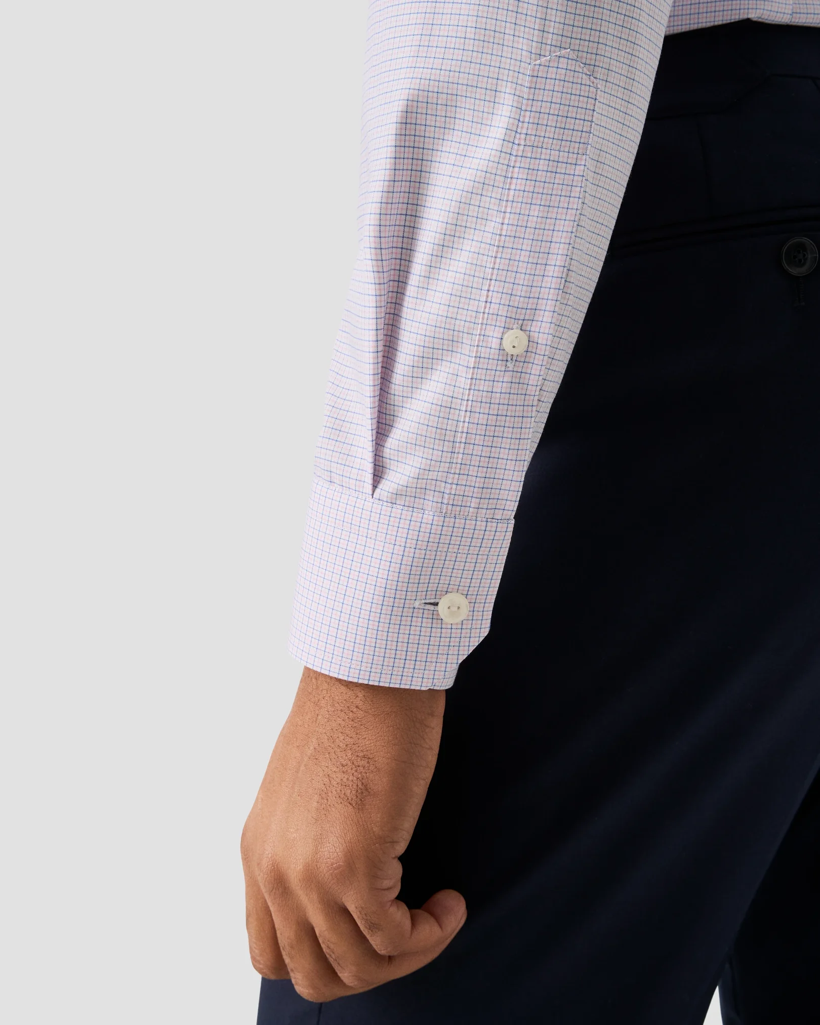 Eton - pink check twill shirt cut away 258