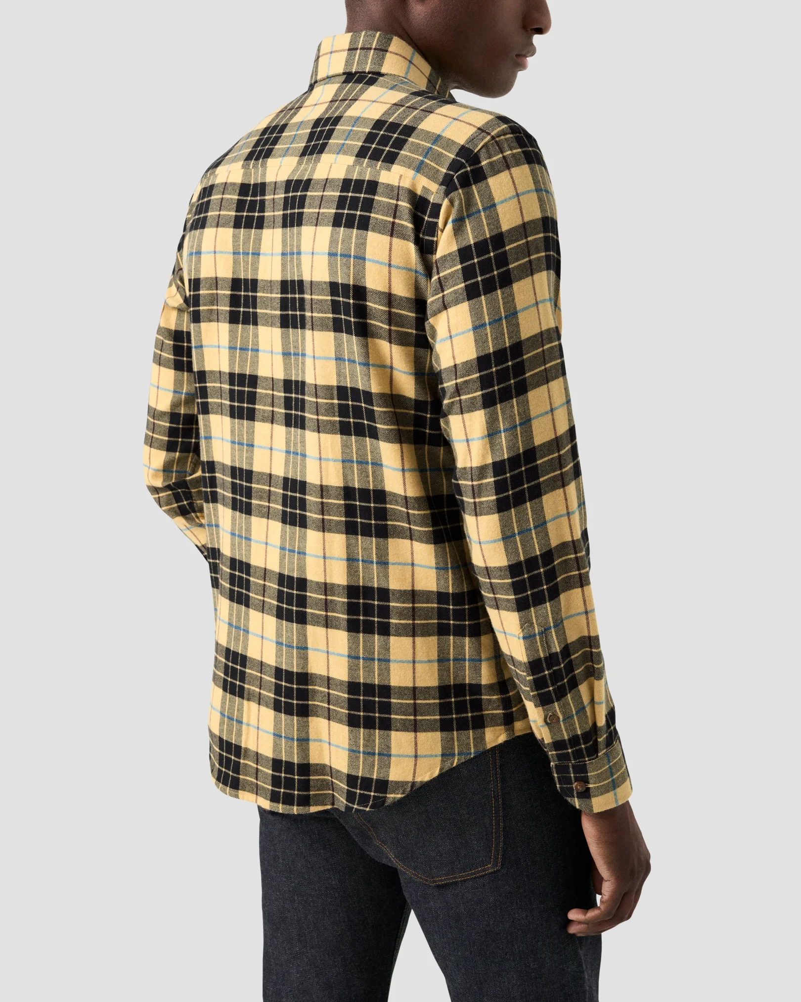 Eton - plaid check flannel shirt yellow plaid check flannel shirt