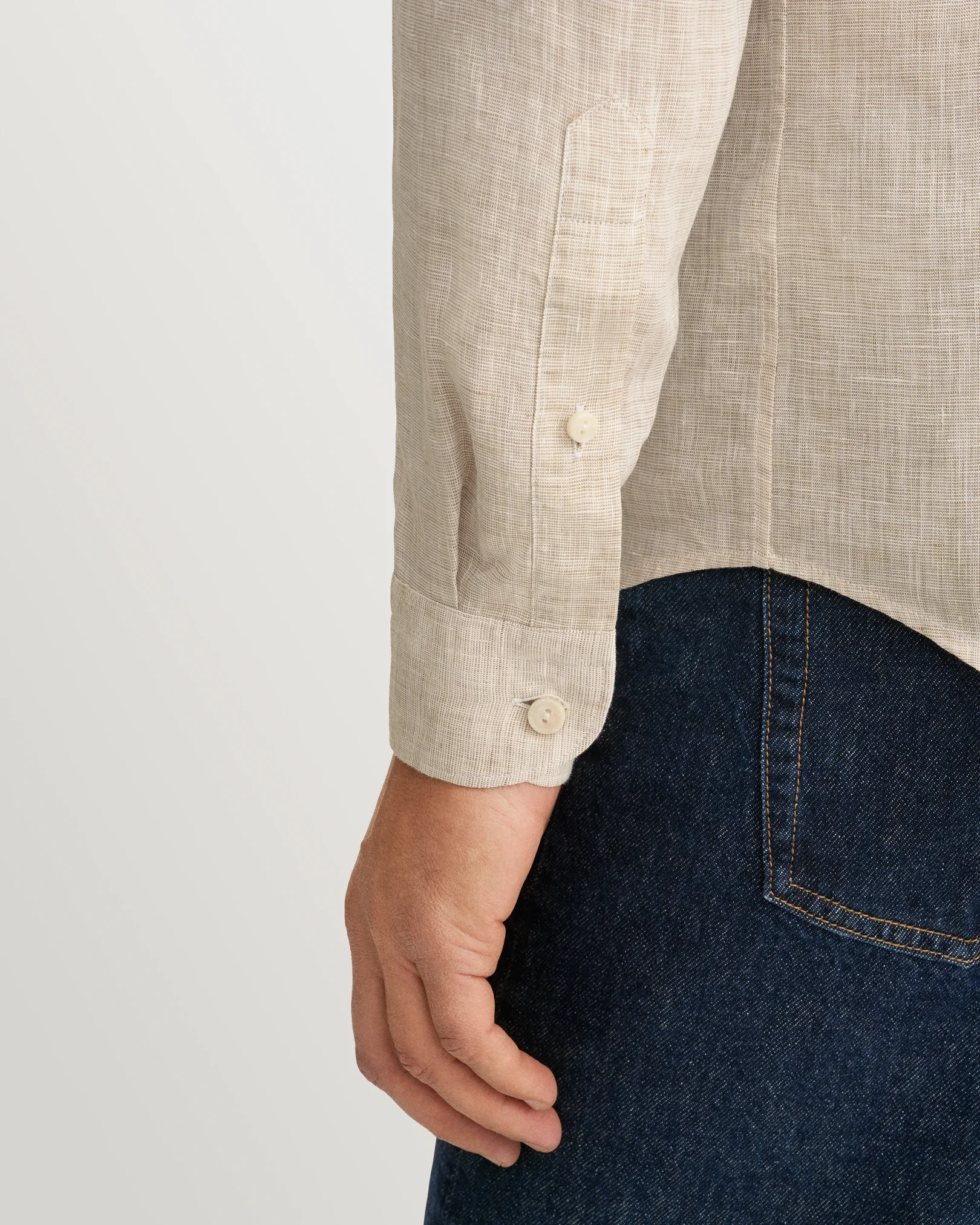 Eton - beige solid linen shirt 261