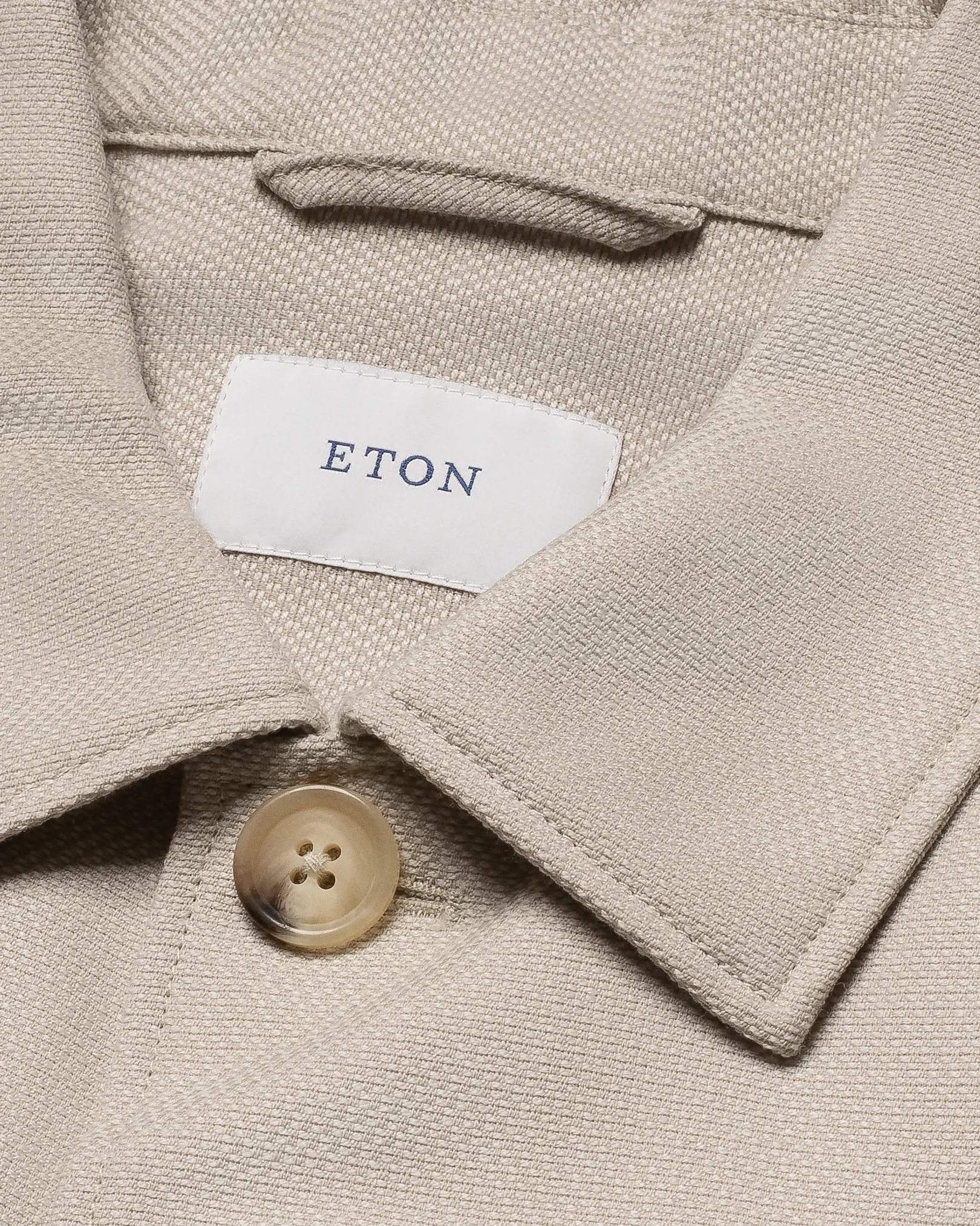 Eton - off white wool hopsack shirt jacket