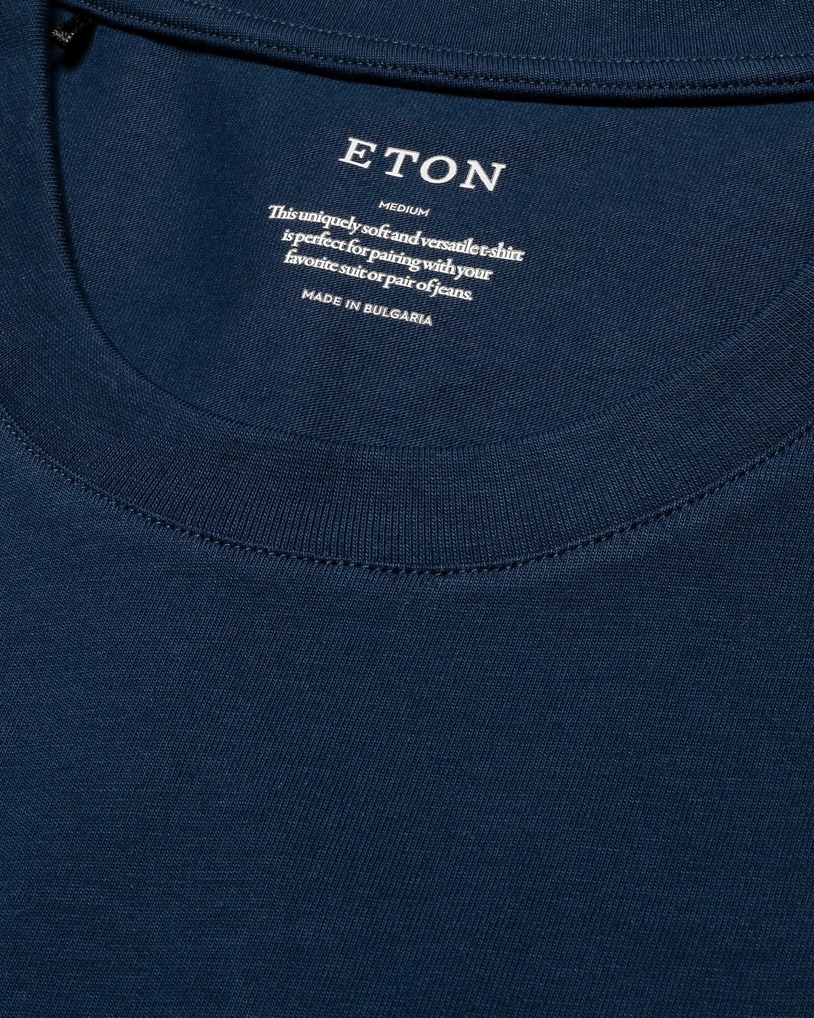 Eton - T-shirt bleu marine en coton Supima