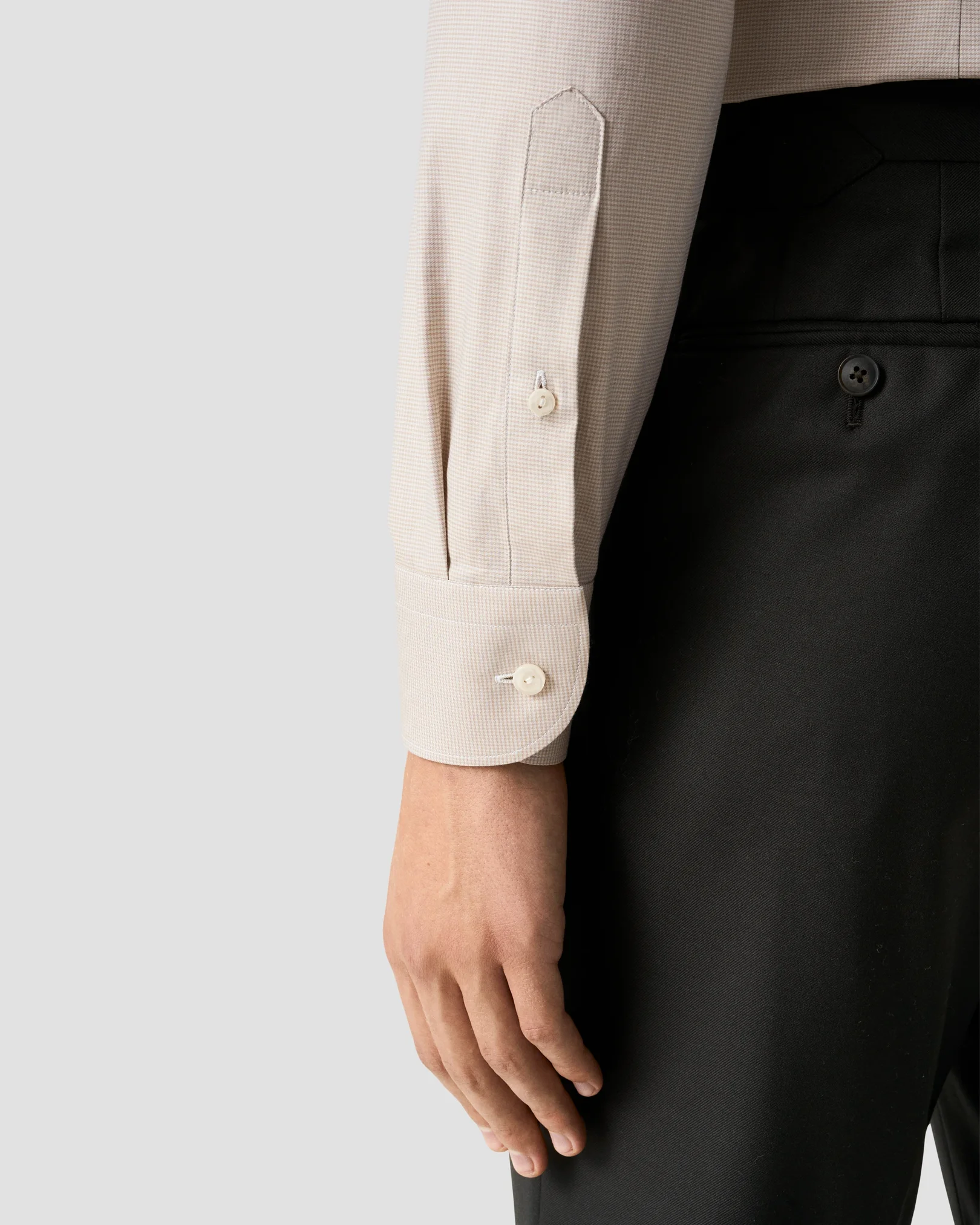 Eton - beige micro check twill shirt 256