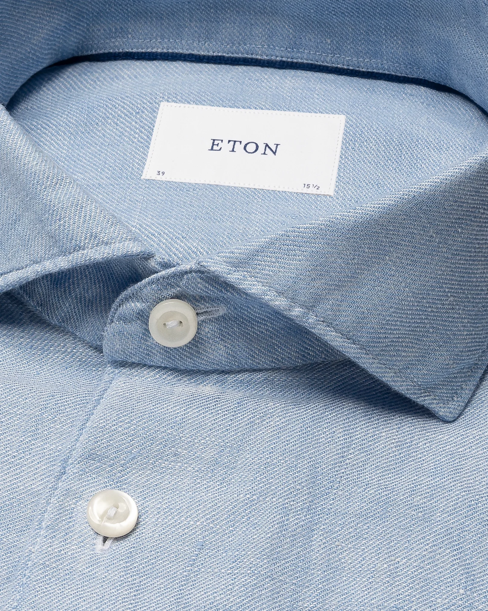 Eton - light blue solid twill linen shirt