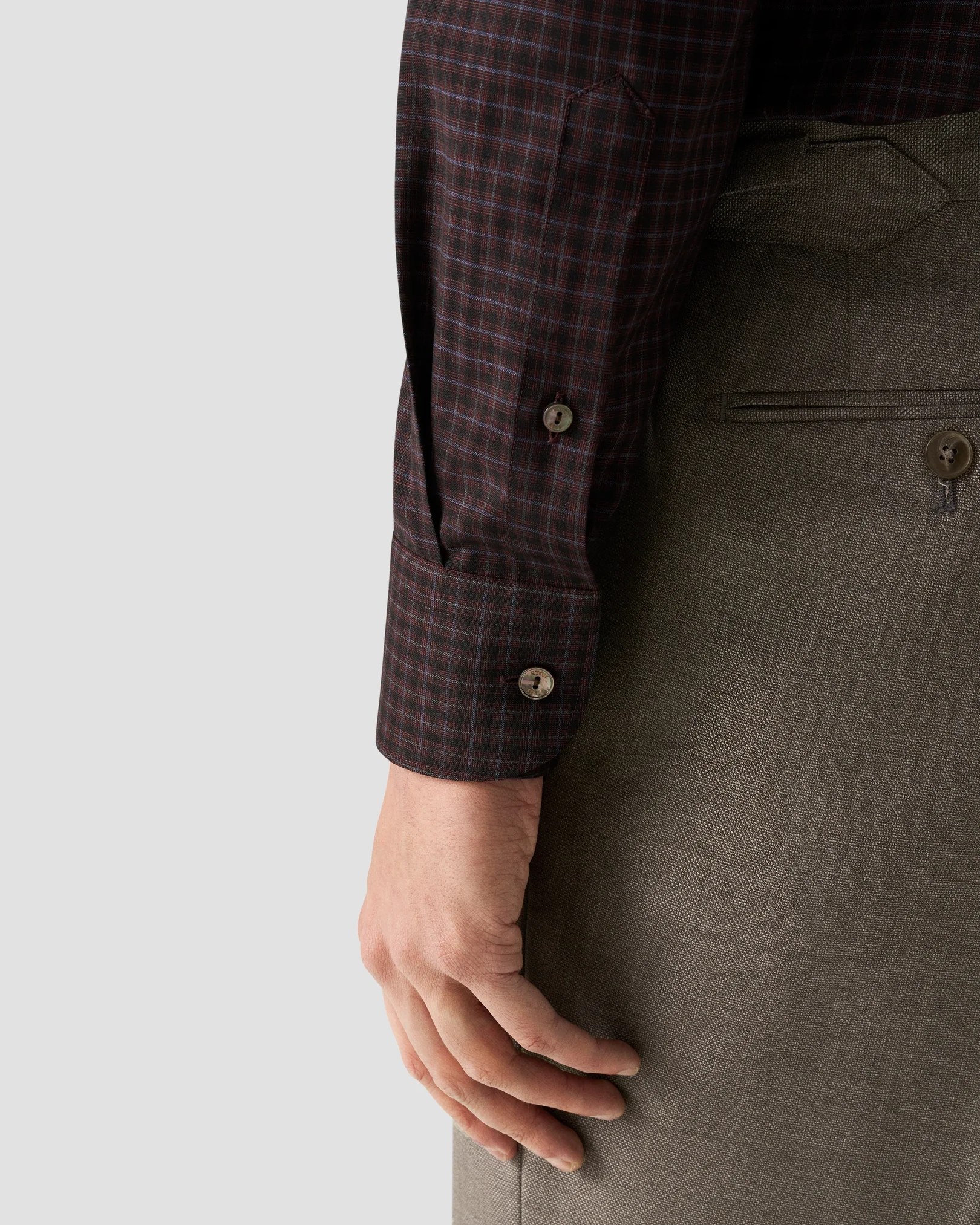 Eton - red check merino shirt
