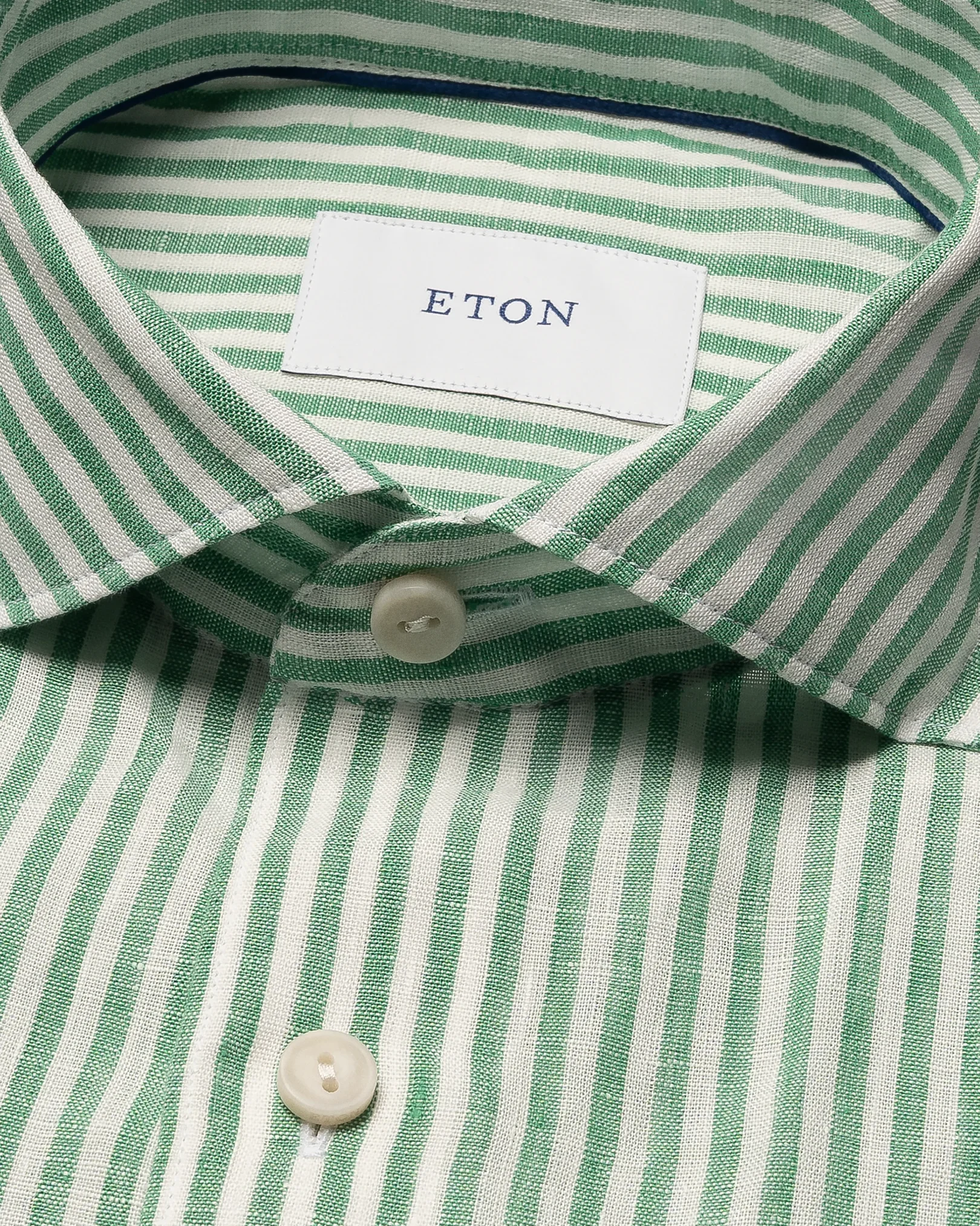 Eton - mid green striped linen shirt 261