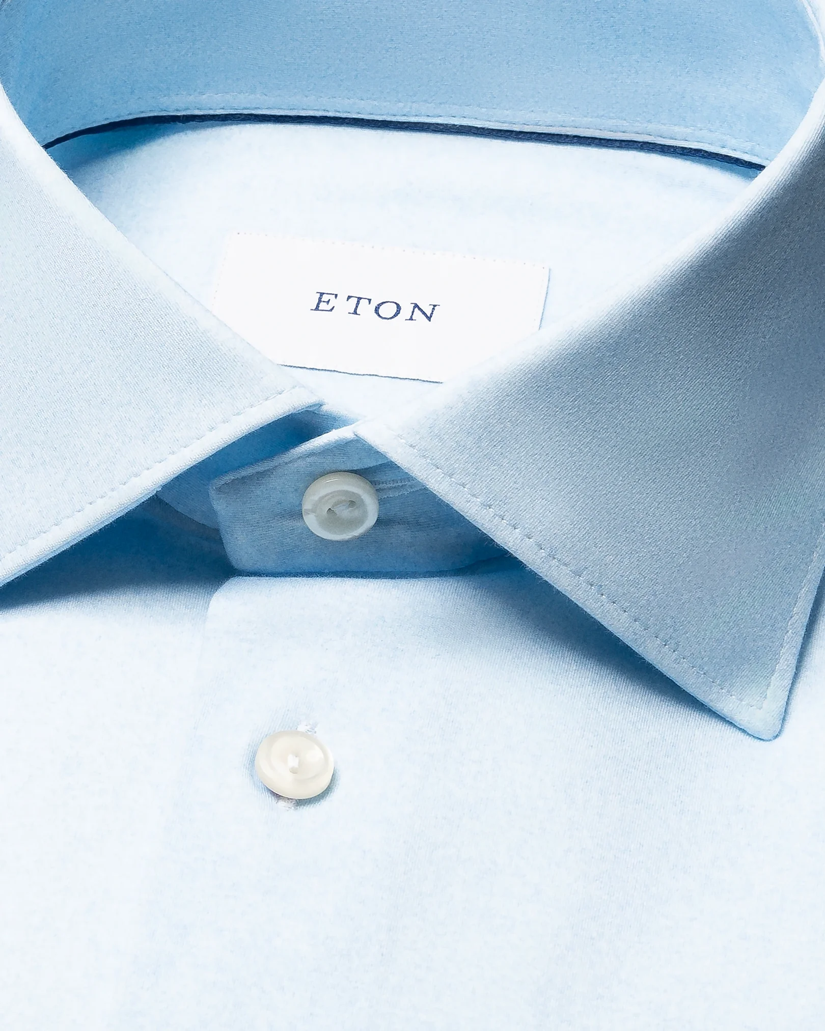 Eton - light blue solid cotton four way stretch shirt