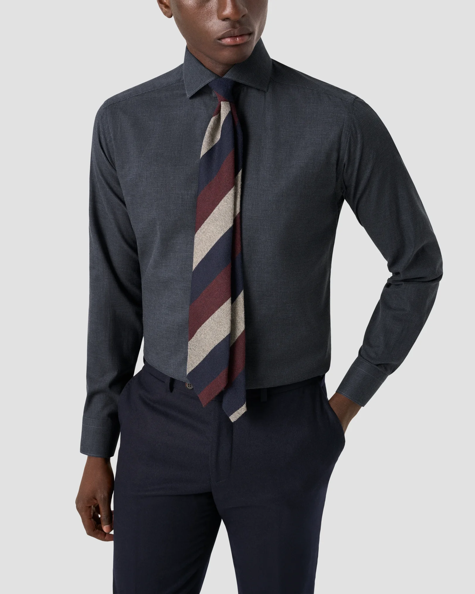 Eton - micro check signature flannel shirt 256