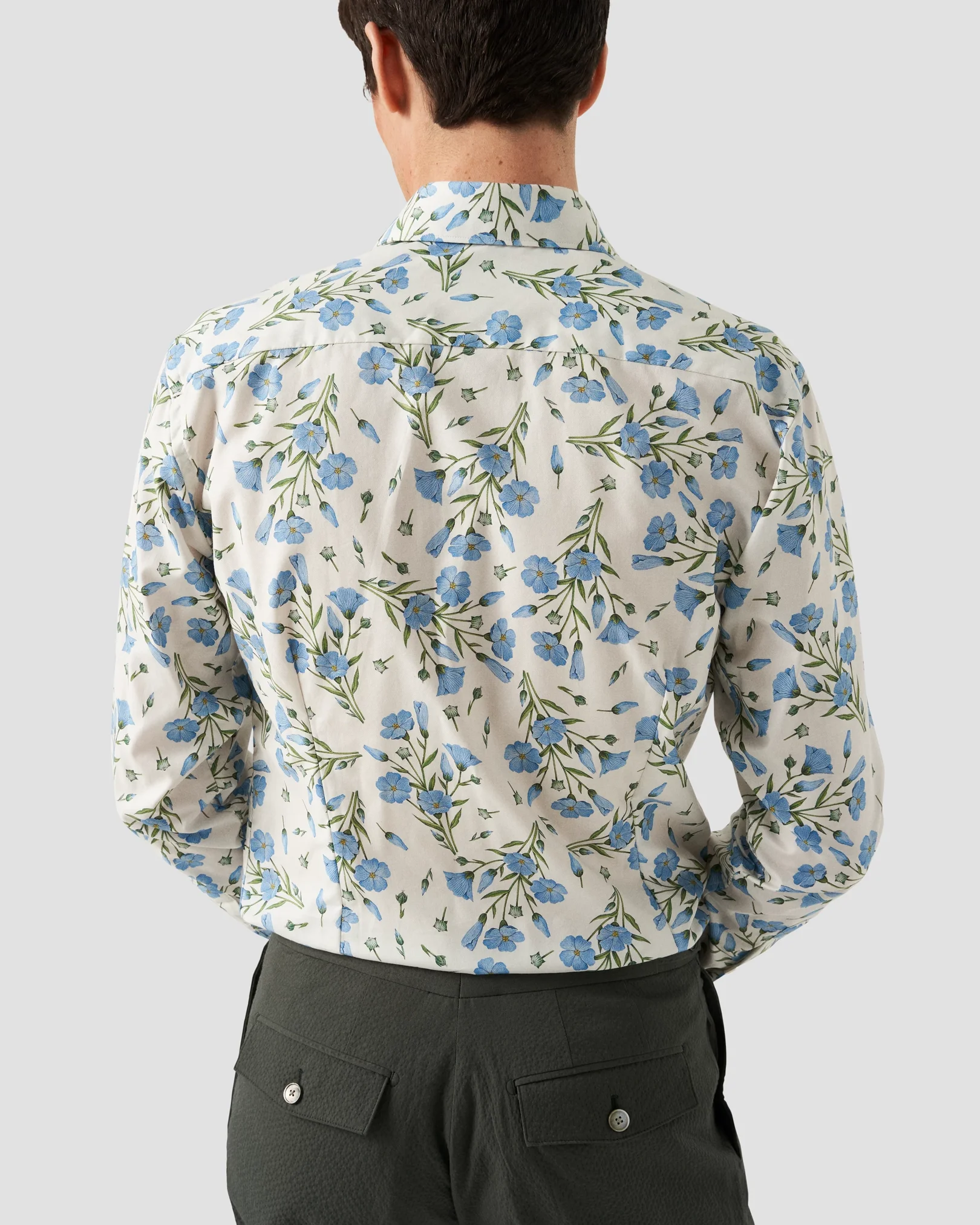 Eton - white twill wide spread flower shirt