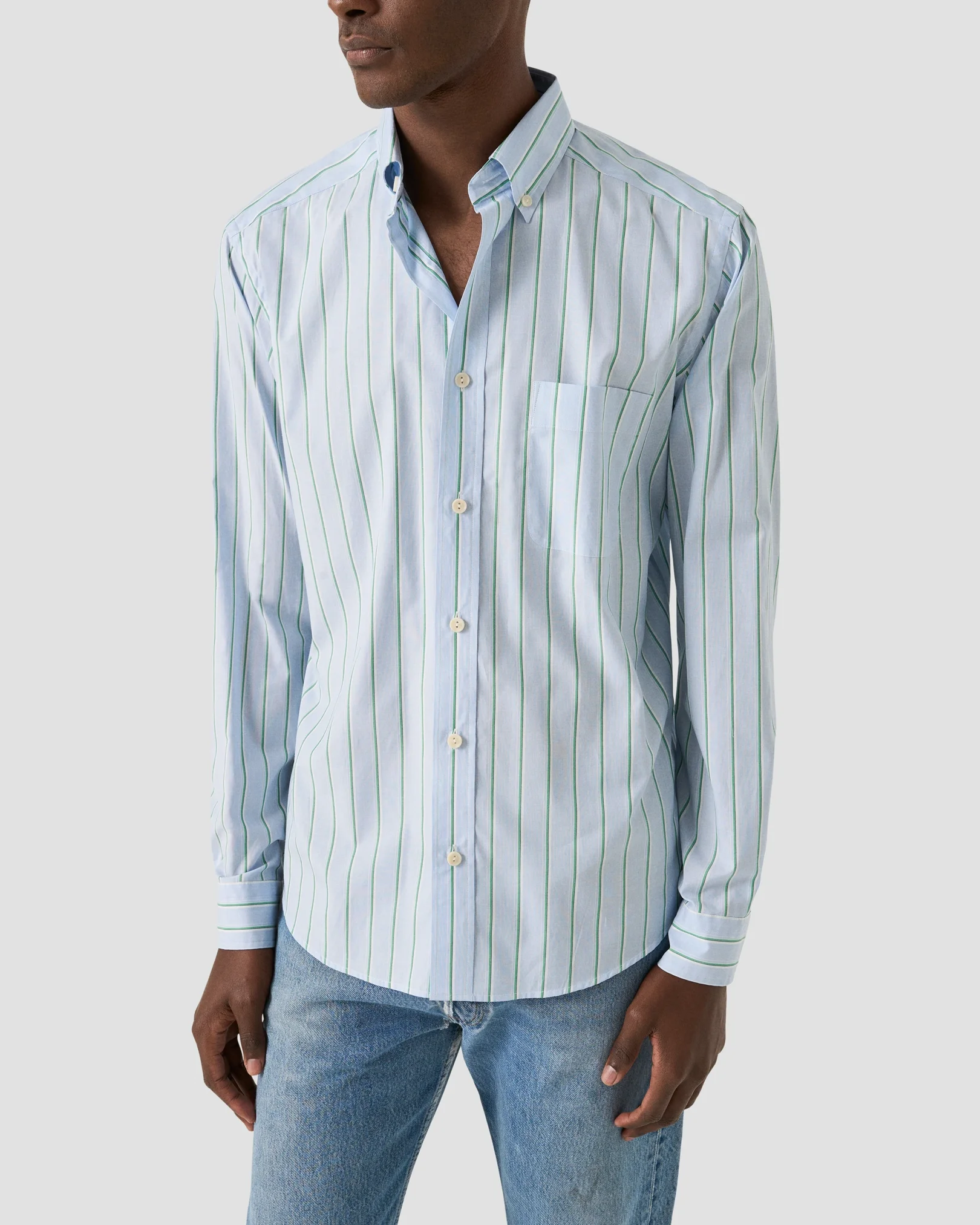 Eton - striped lightweight poplin shirt