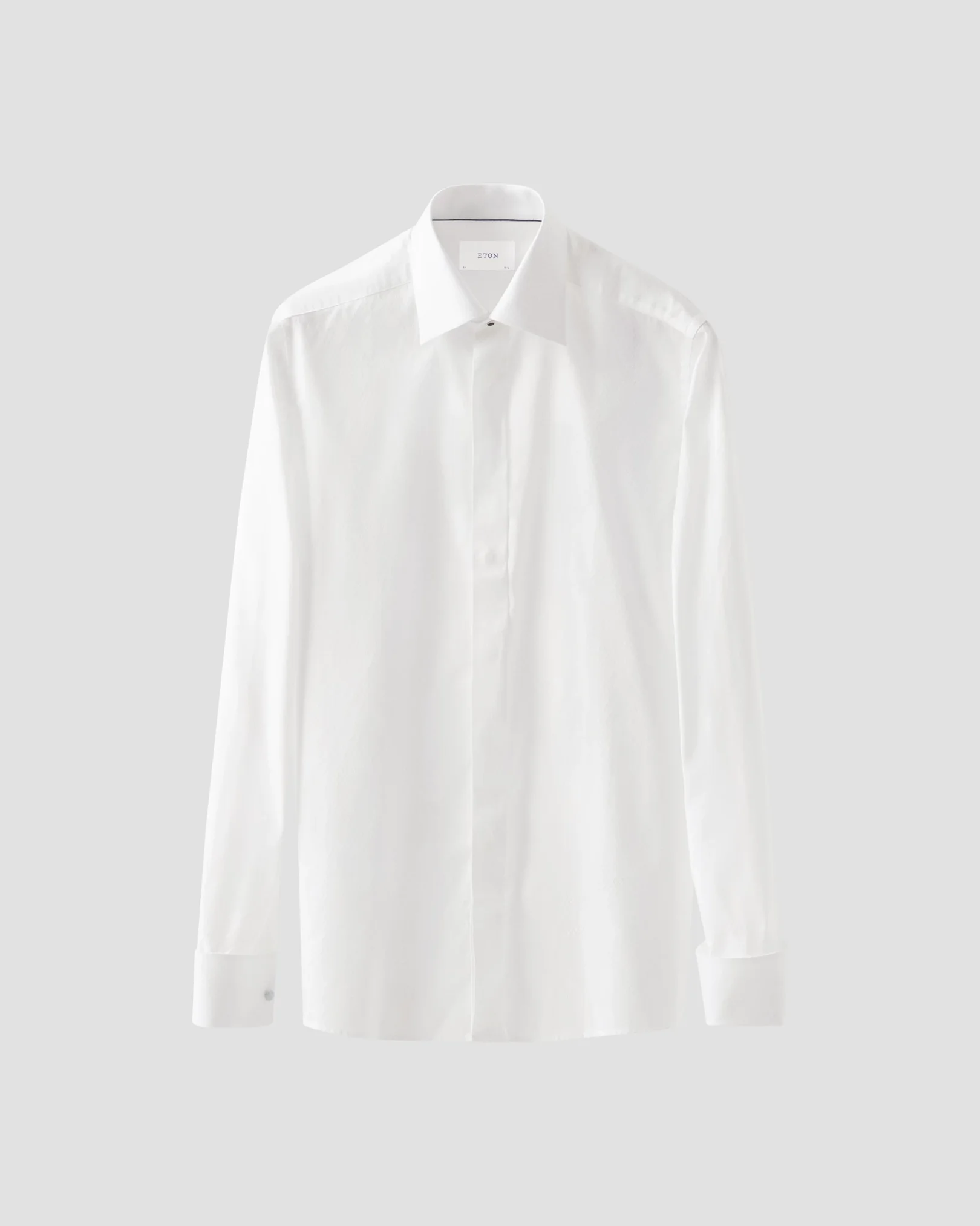 Eton - white check fly front shirt